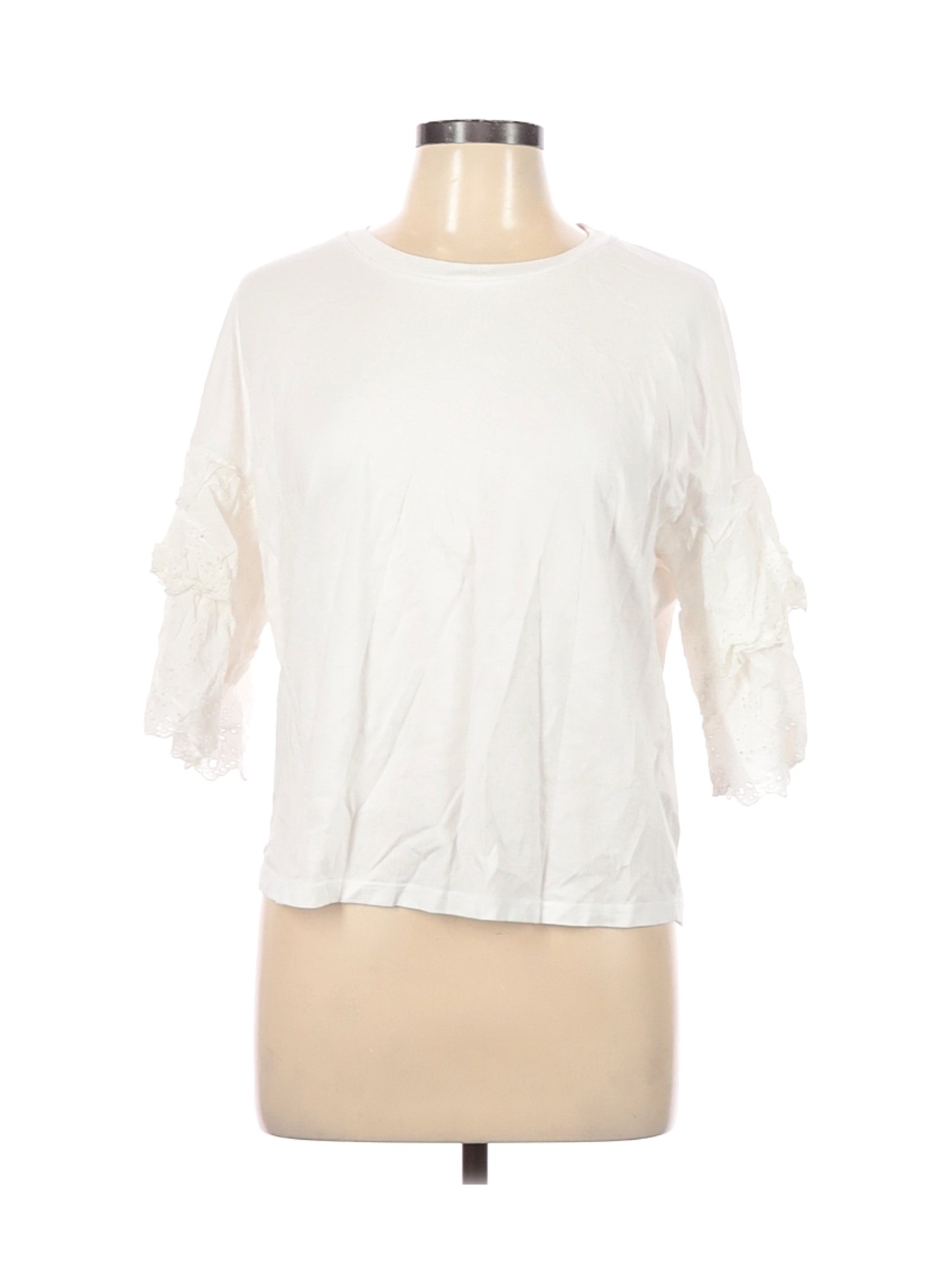Topshop Women White 3/4 Sleeve Top 10 | eBay