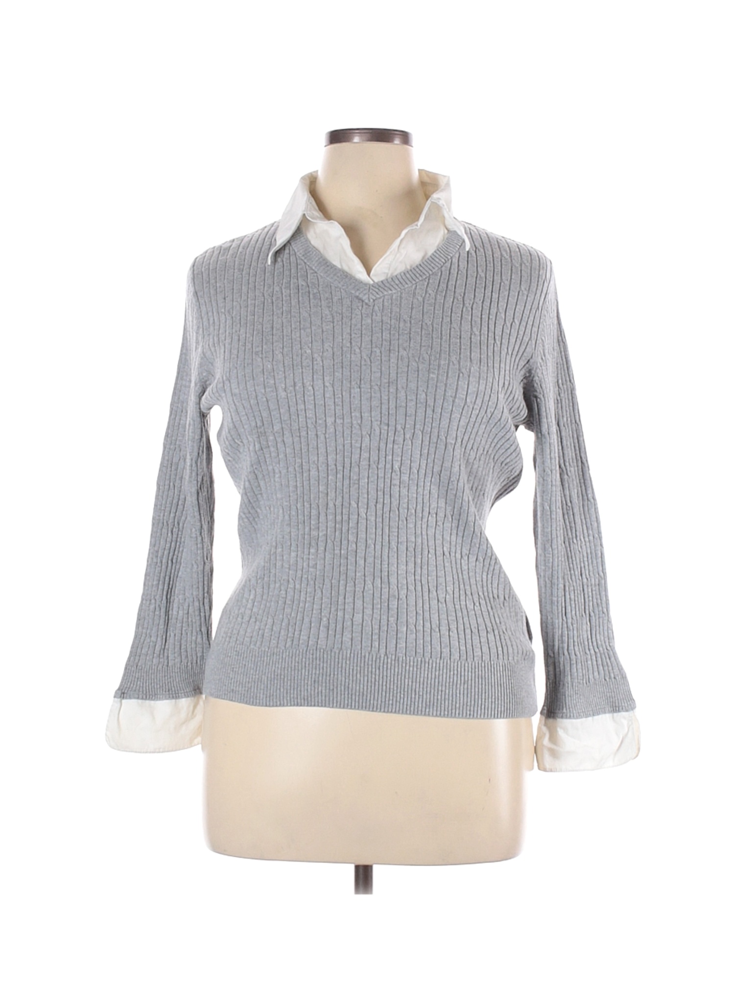 Croft & Barrow Women Gray Pullover Sweater L | eBay