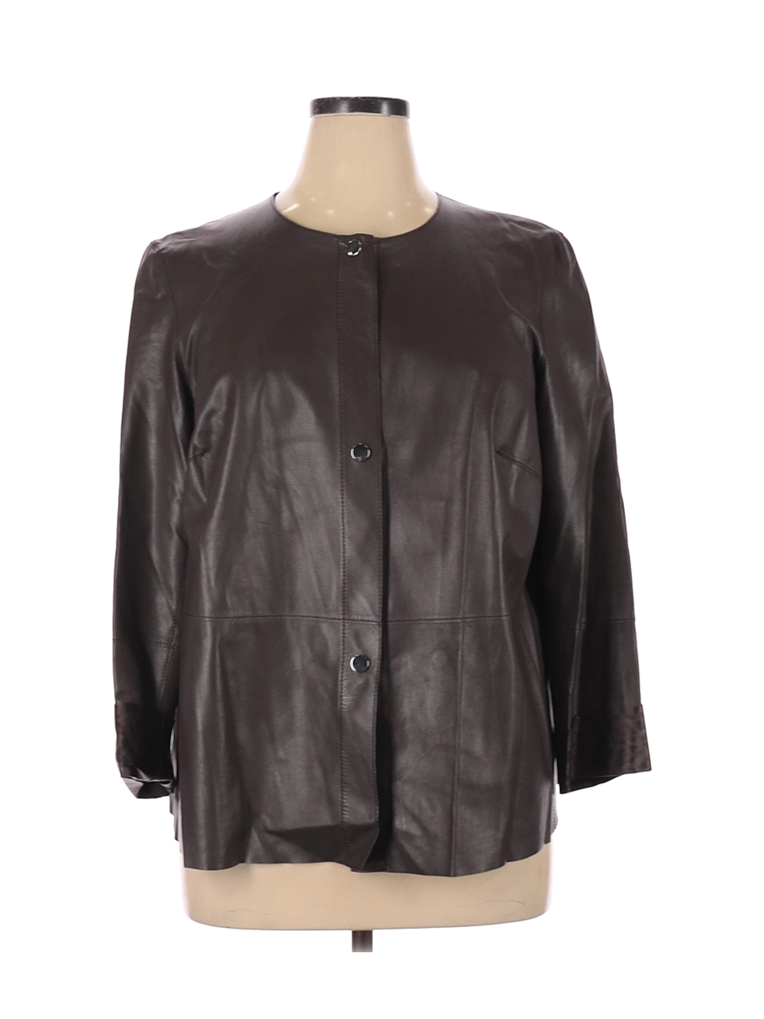Lafayette 148 New York Women Brown Leather Jacket 14 | eBay