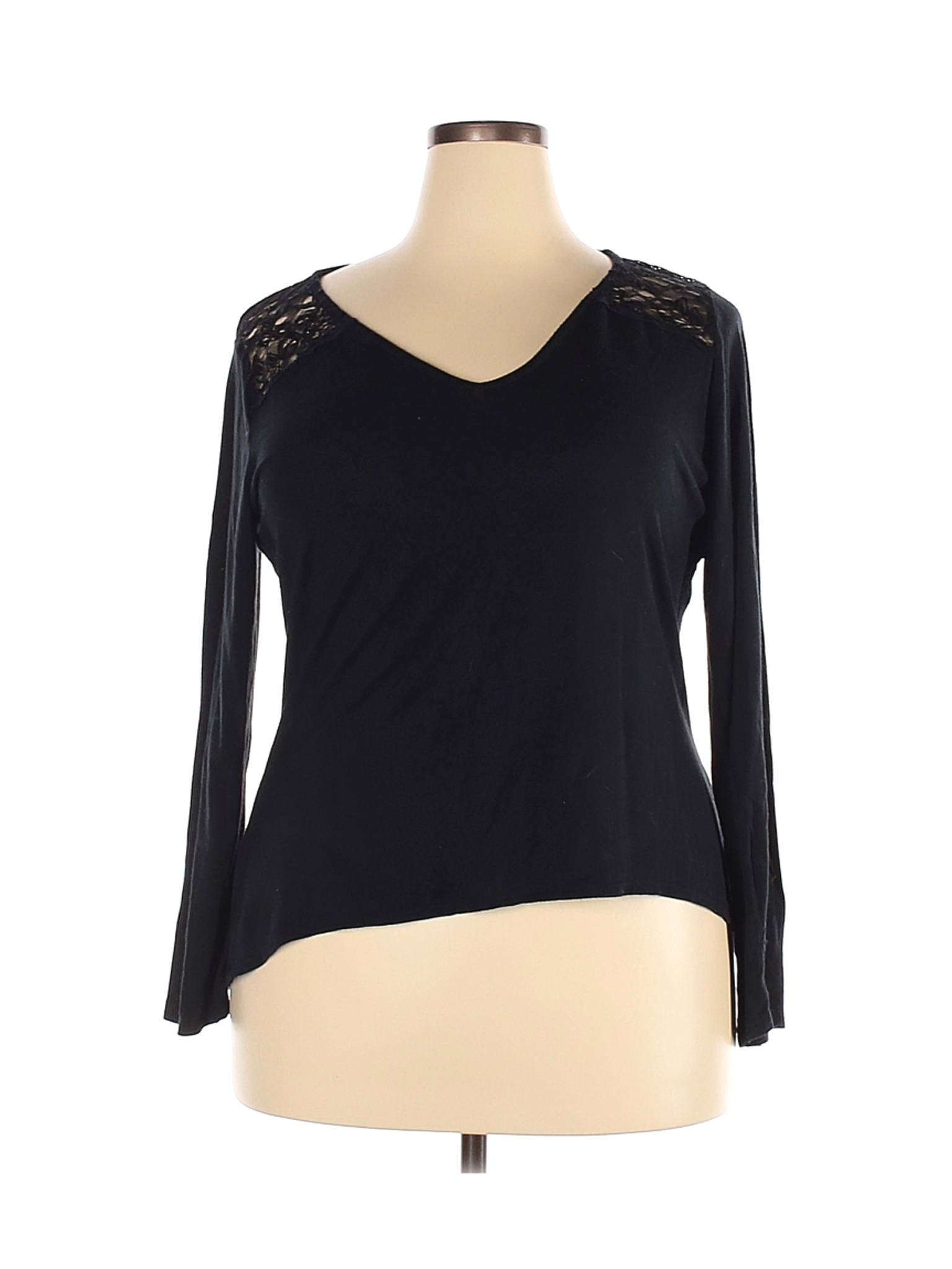 George Women Black Long Sleeve Top 2X Plus | eBay
