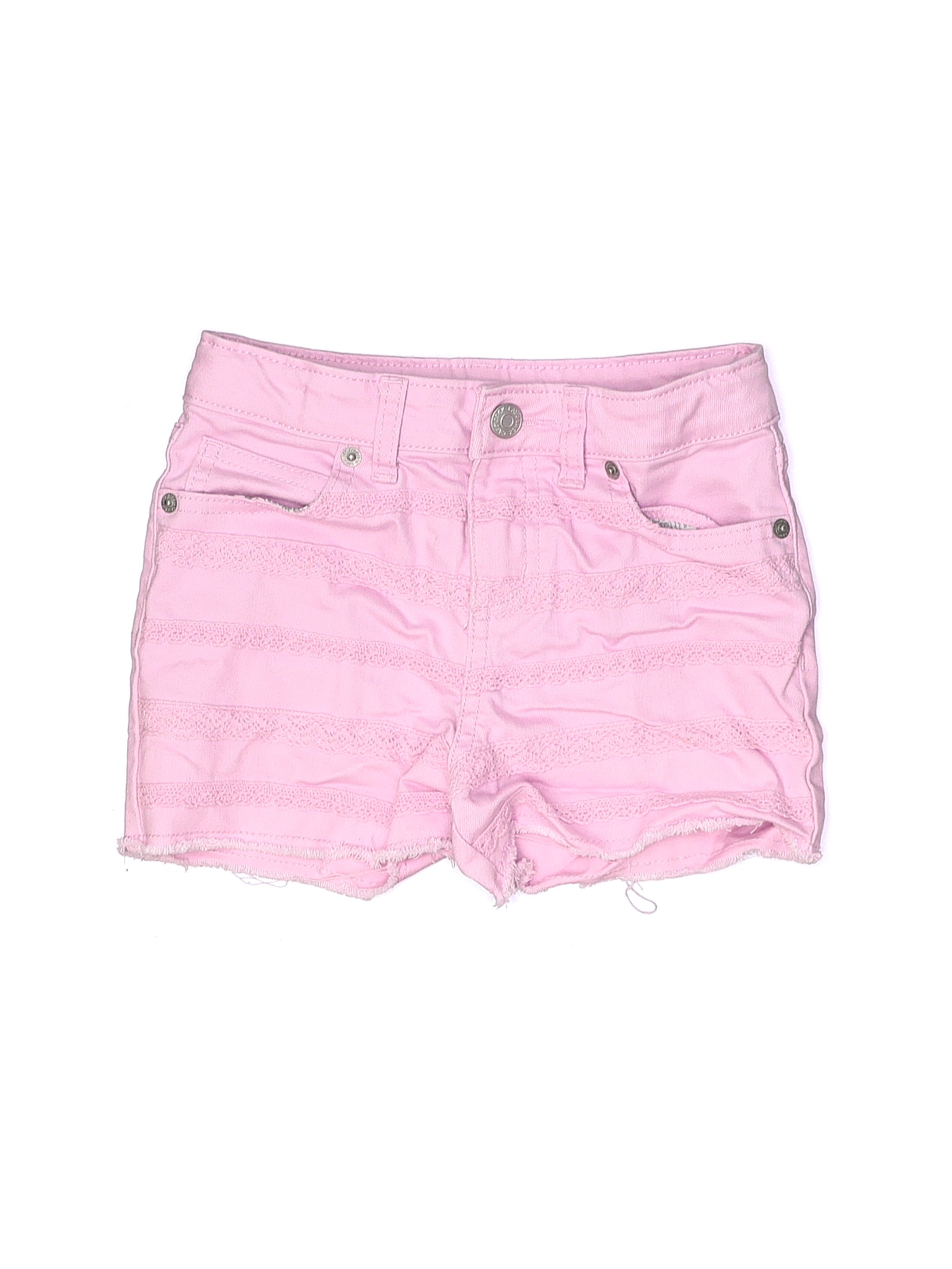 girls pink denim shorts