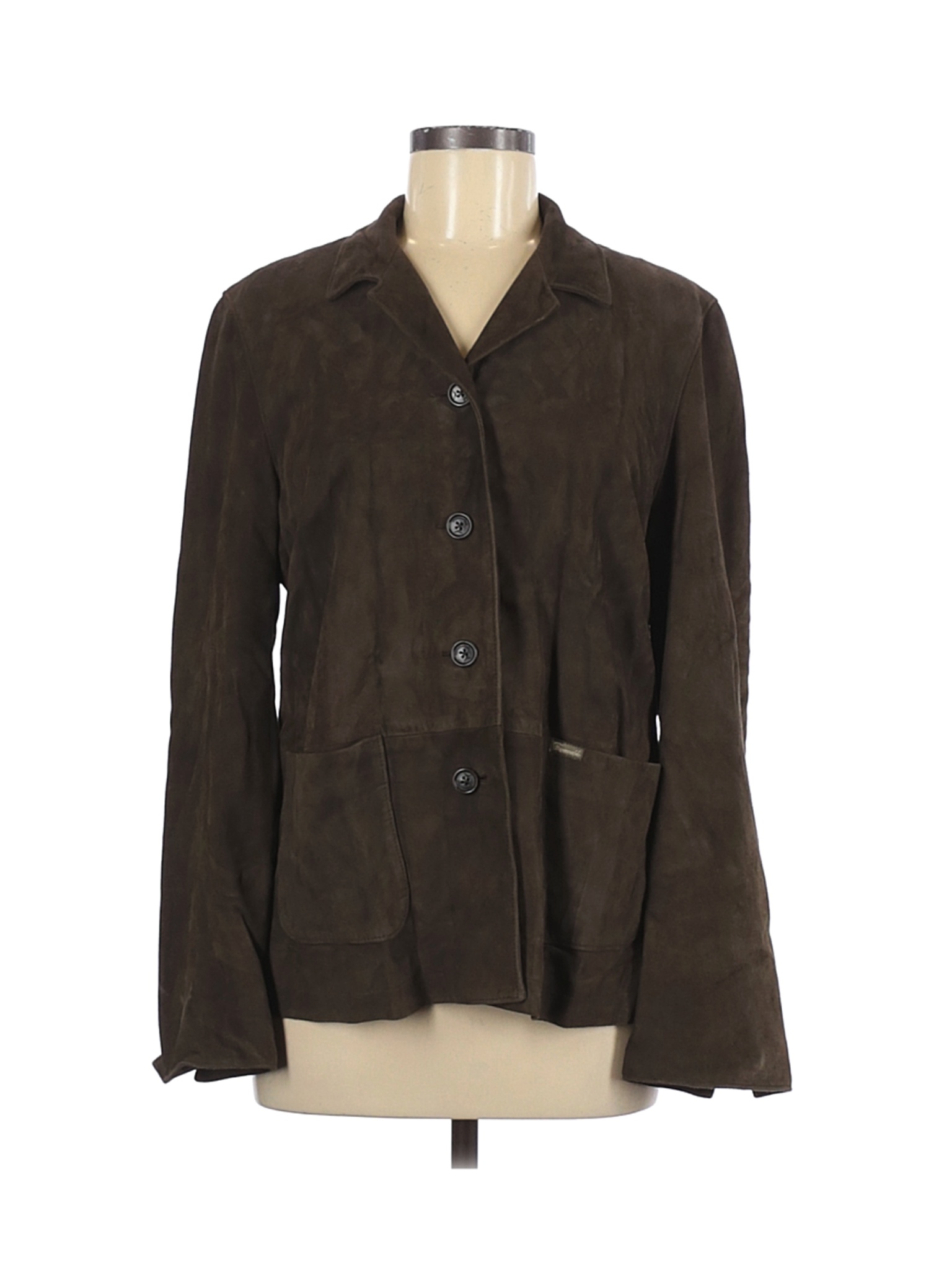Faconnable Women Brown Leather Jacket M | eBay
