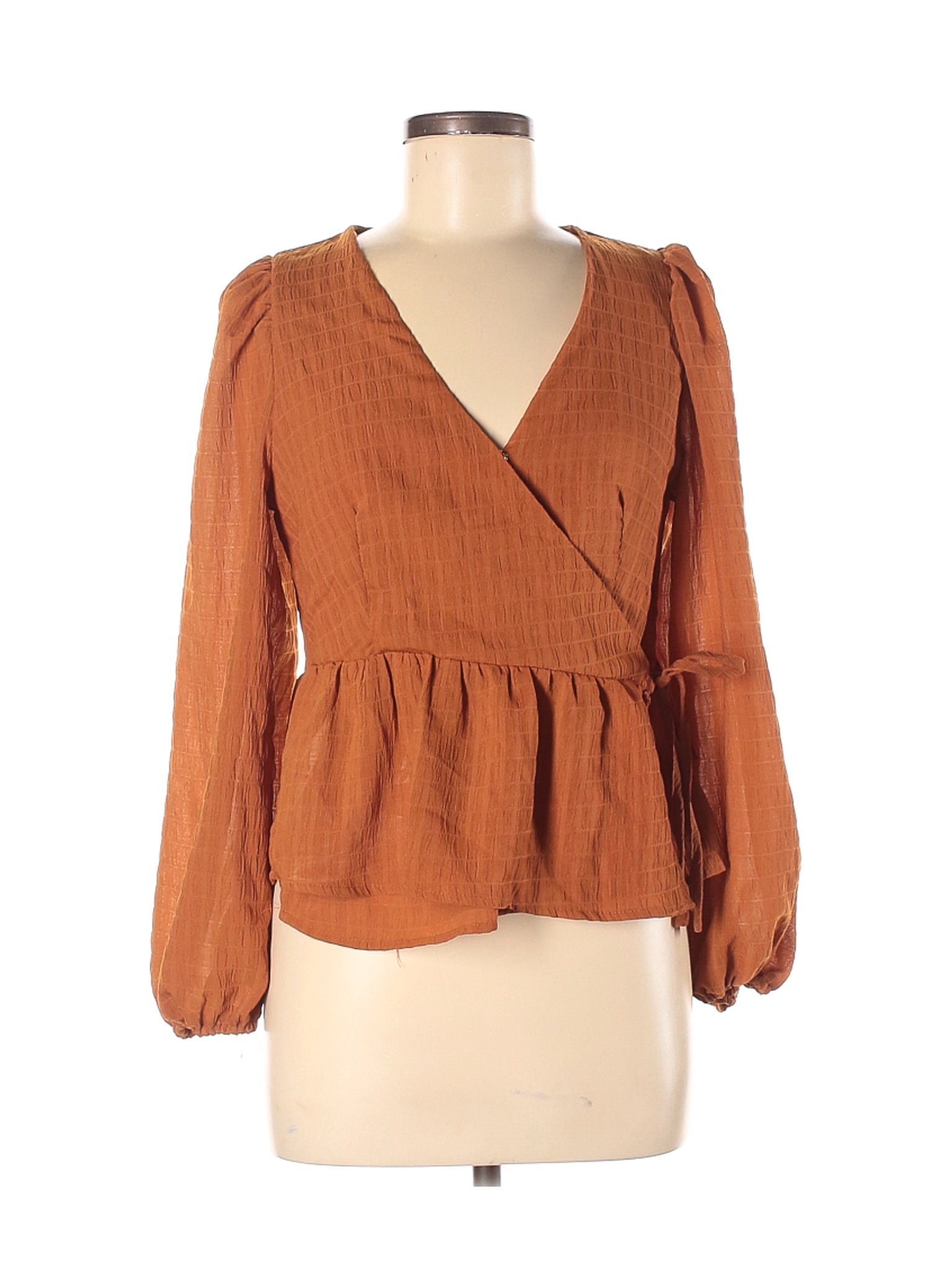 brown short sleeve blouse