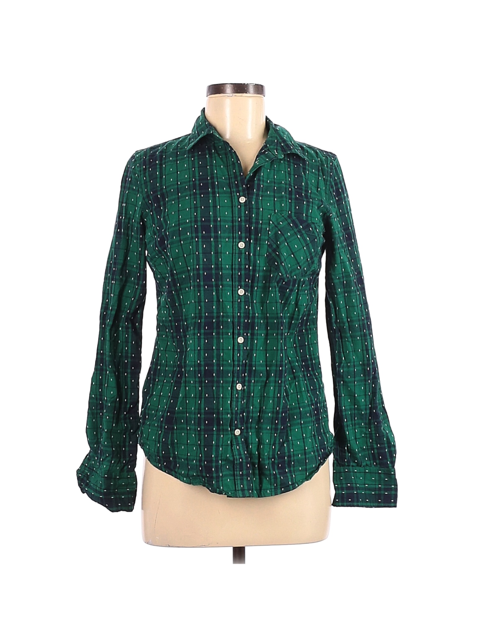 Merona Women Green Long Sleeve Button-Down Shirt S | eBay
