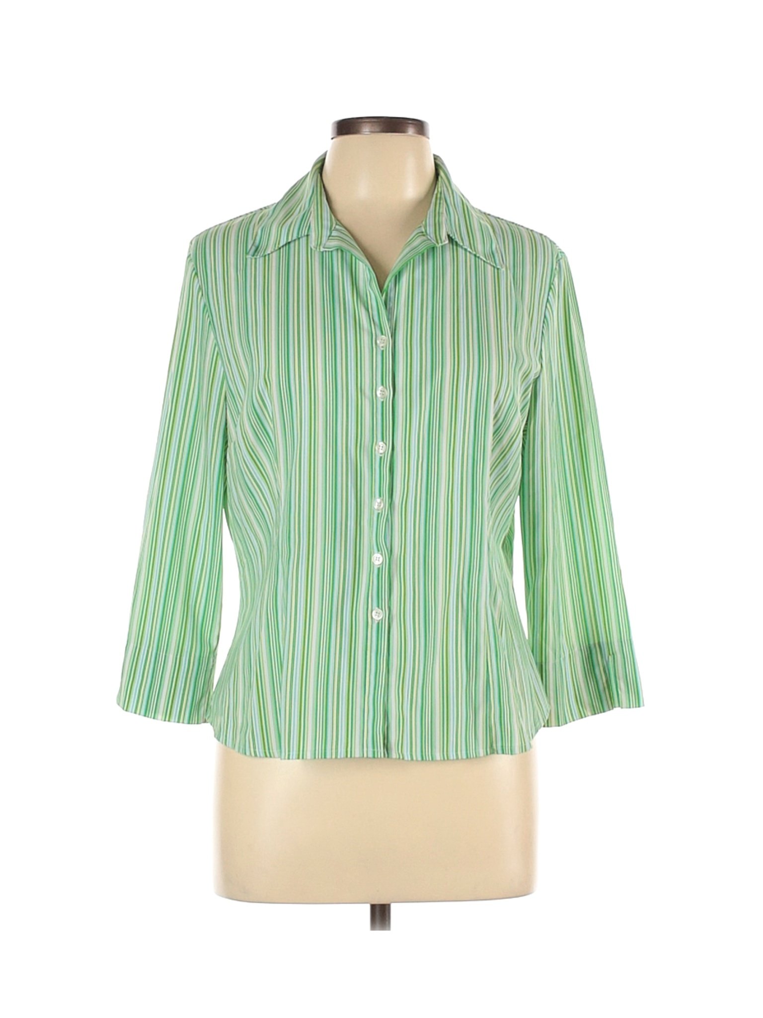 Fred David Women Green Long Sleeve Blouse L | eBay