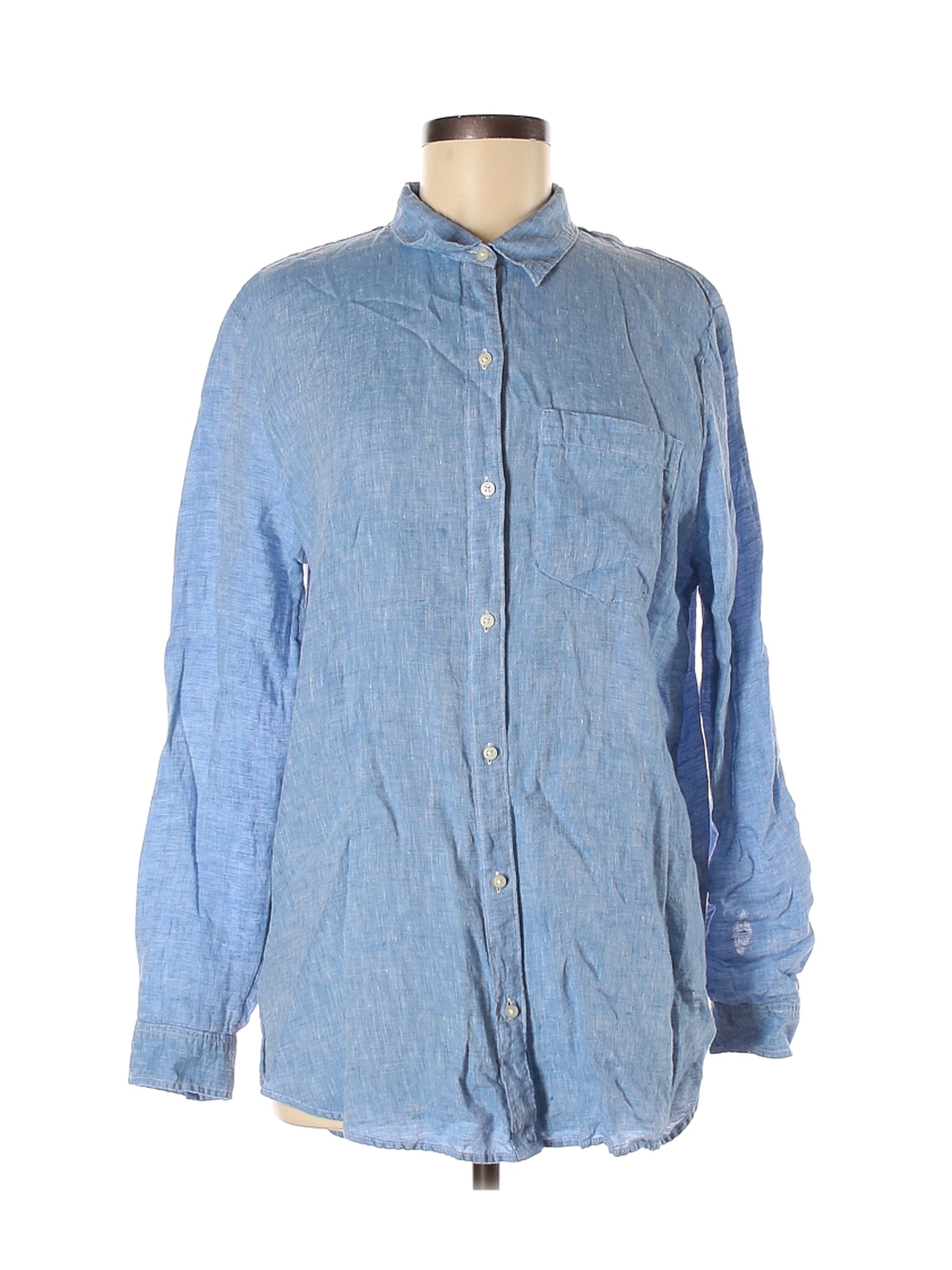 Gap Women Blue Long Sleeve Button-Down Shirt M | eBay
