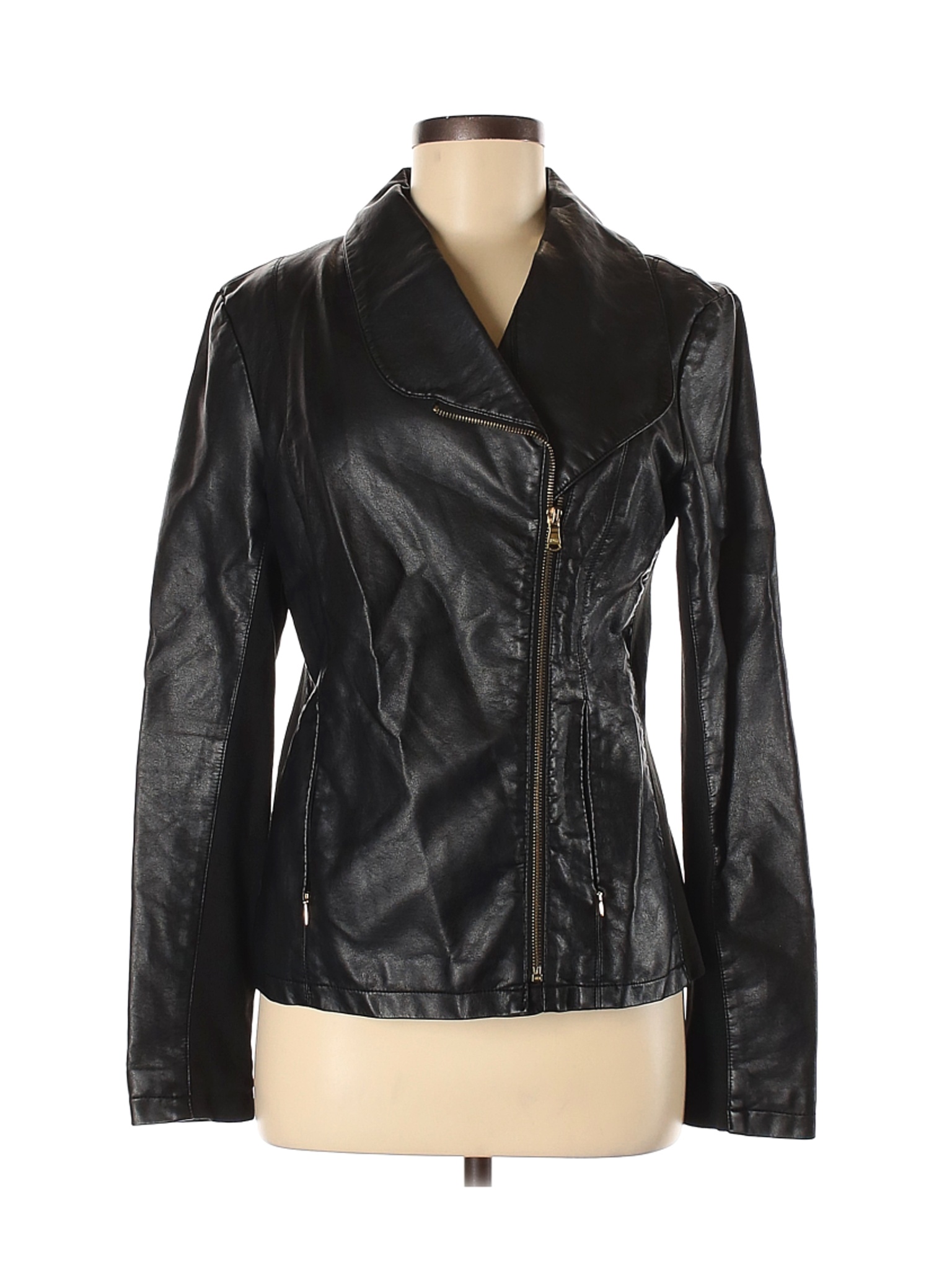 Marc New York Women Black Faux Leather Jacket M | eBay