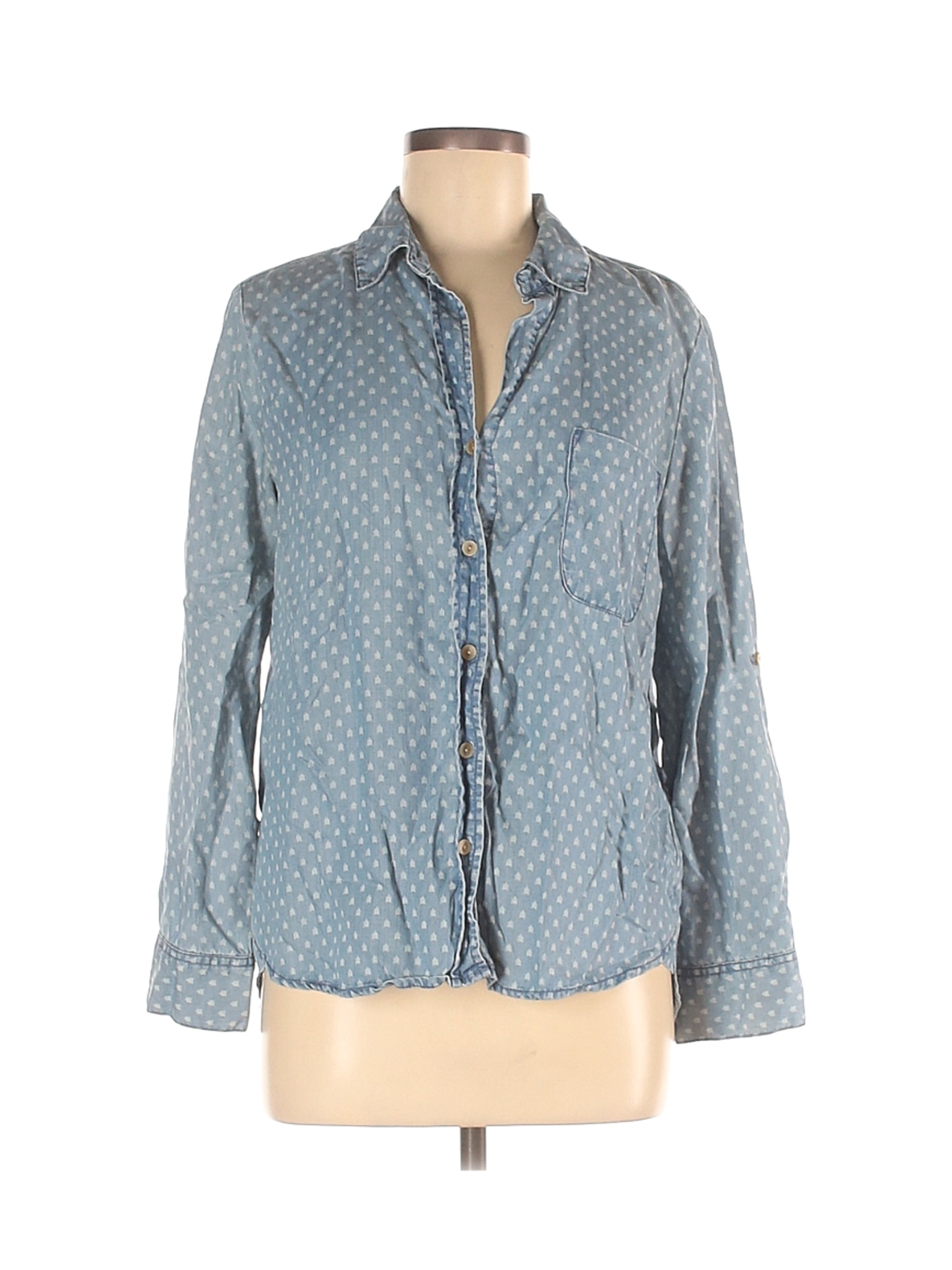 Velvet Heart Women Blue Long Sleeve Button-Down Shirt M | eBay