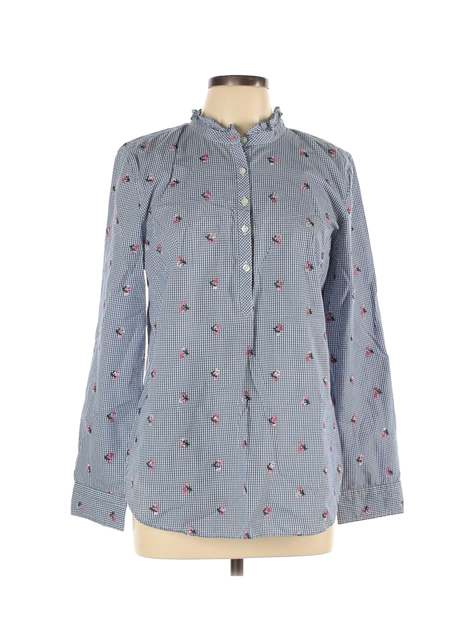 Talbots Women Blue Long Sleeve Button-Down Shirt L | eBay