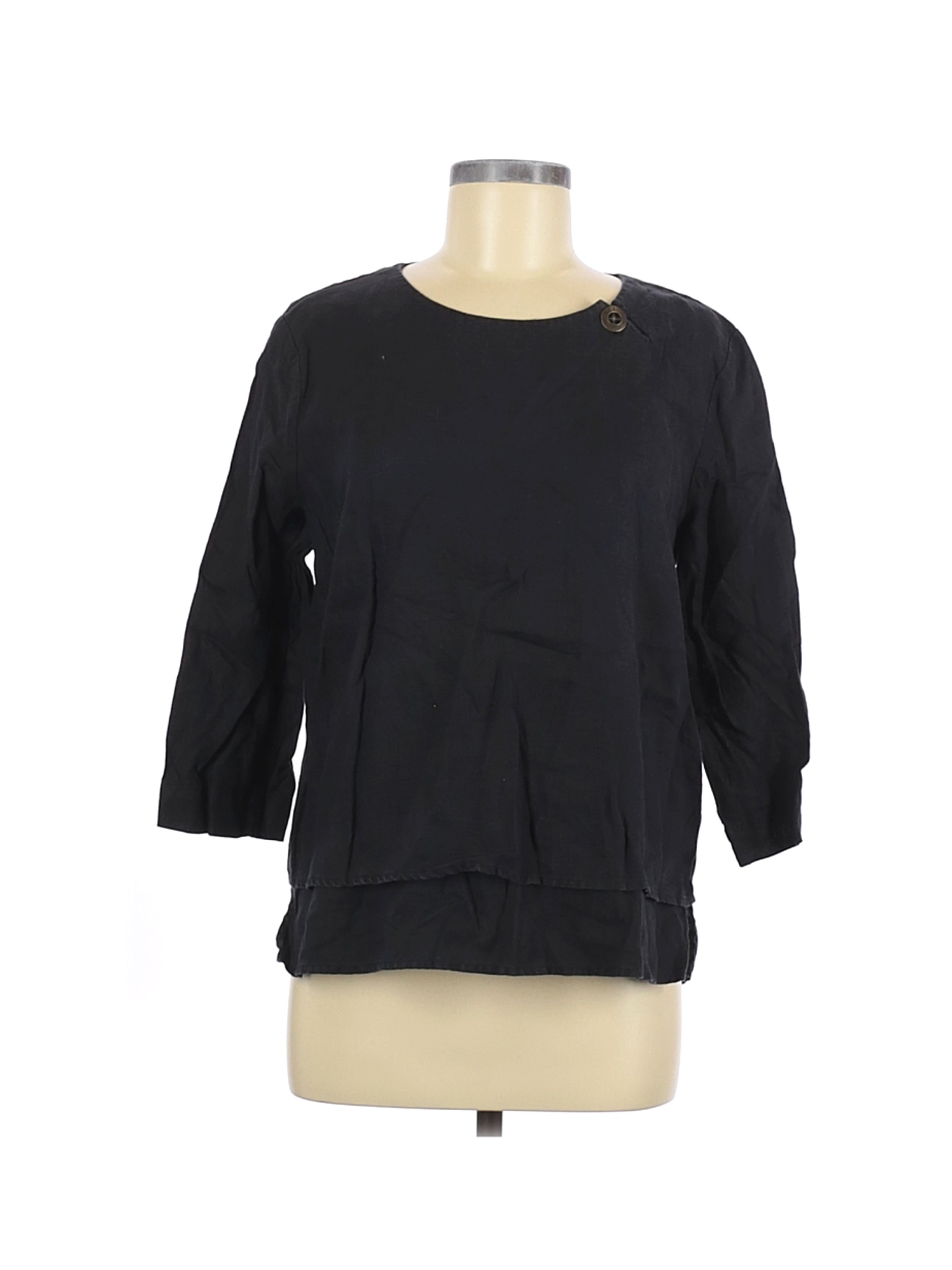 Orvis Women Black 3/4 Sleeve Blouse M | eBay