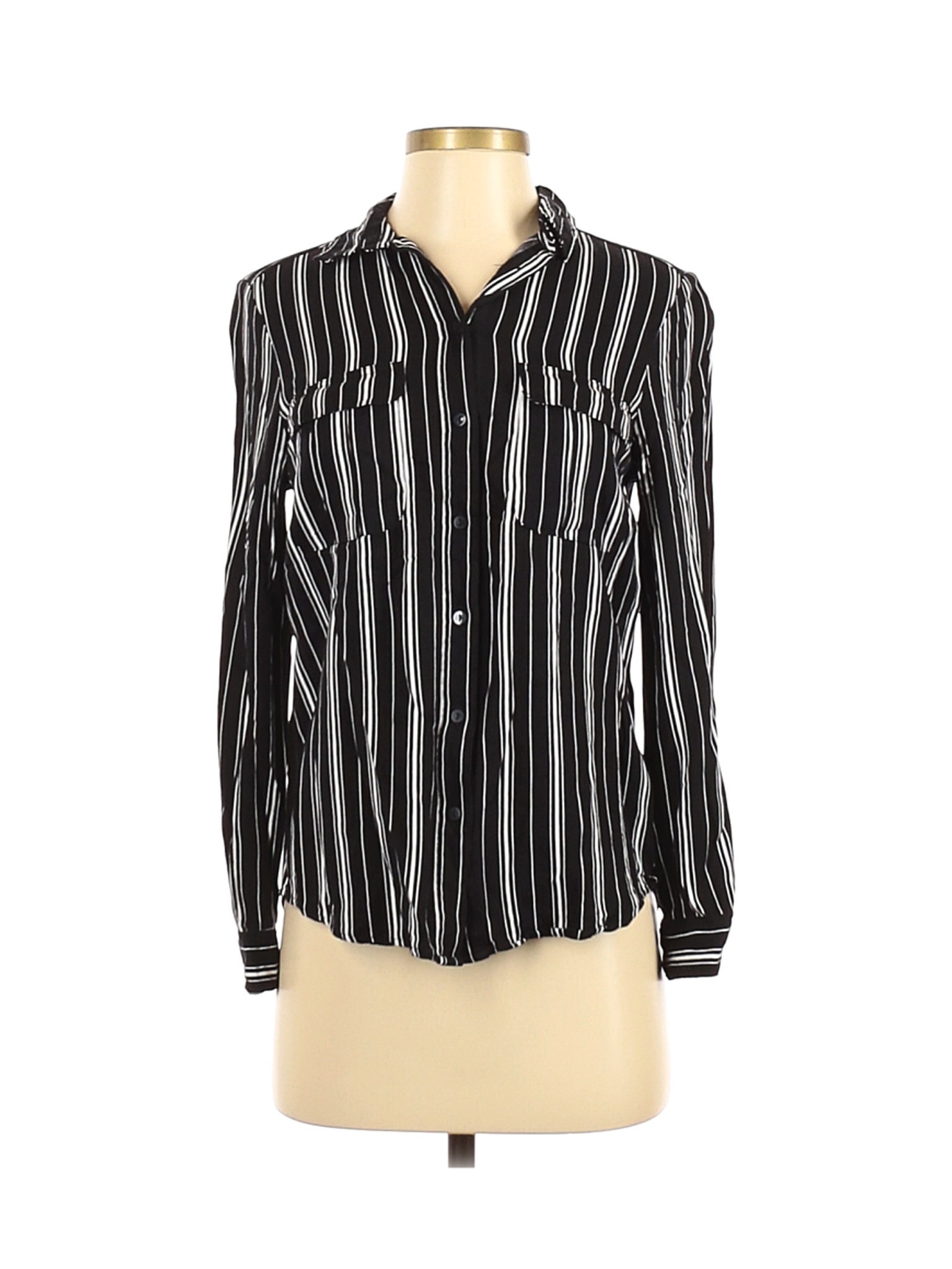 H&M Women Black Long Sleeve Button-Down Shirt 4 | eBay