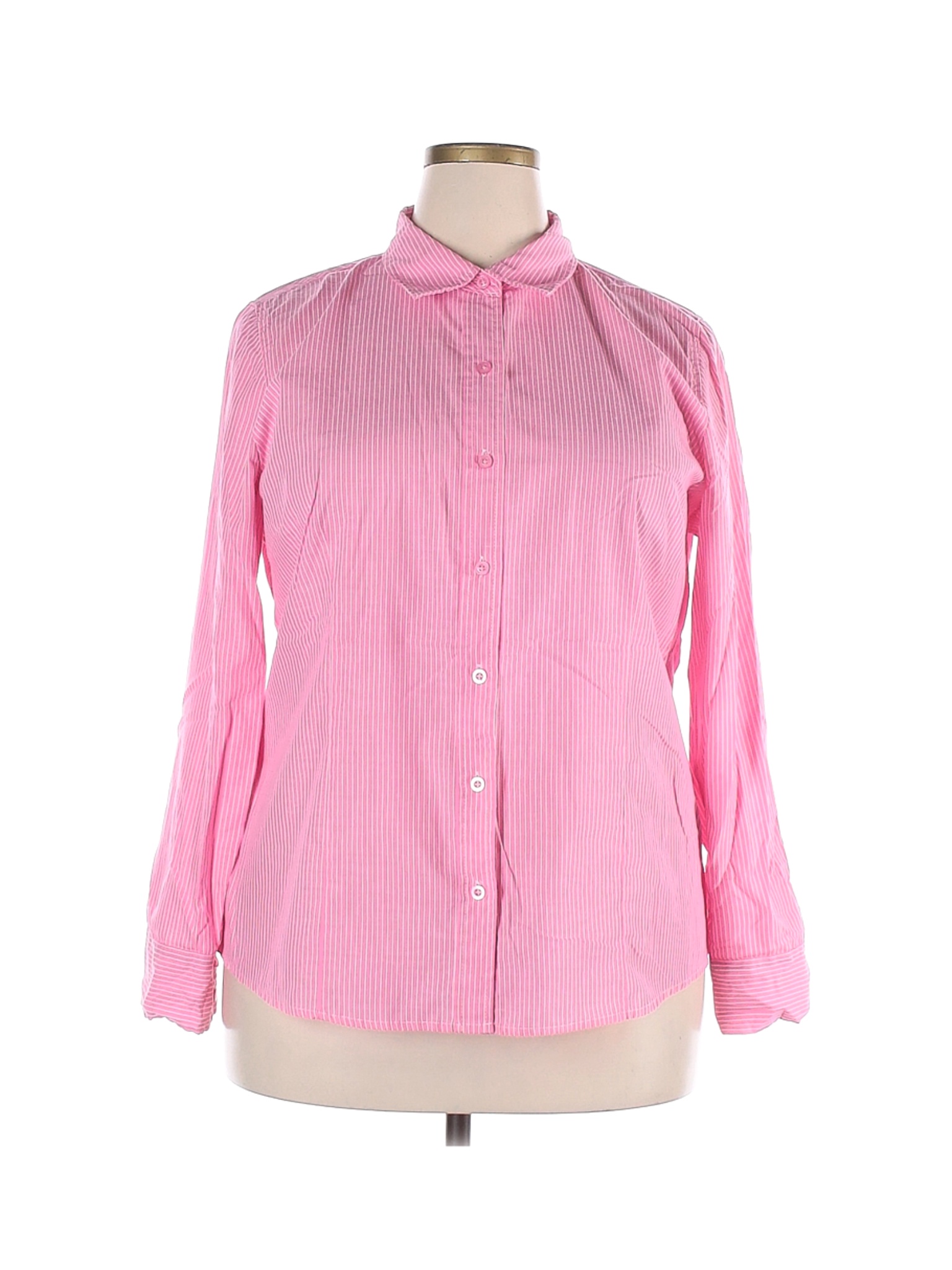 Basic Editions Women Pink Long Sleeve Button-Down Shirt XXL | eBay