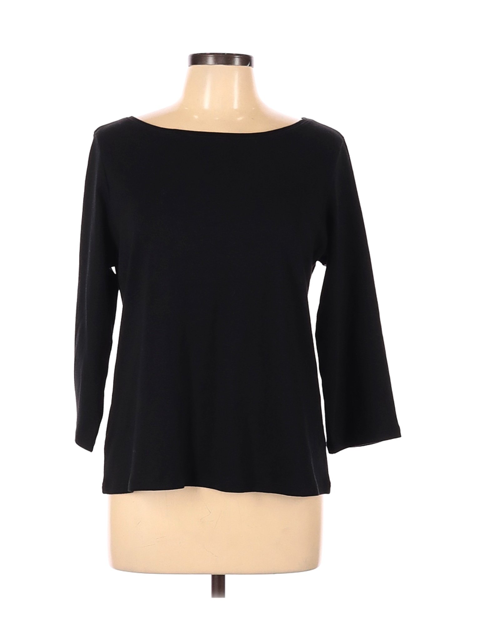 Eileen Fisher Women Black 3/4 Sleeve T-Shirt L | eBay