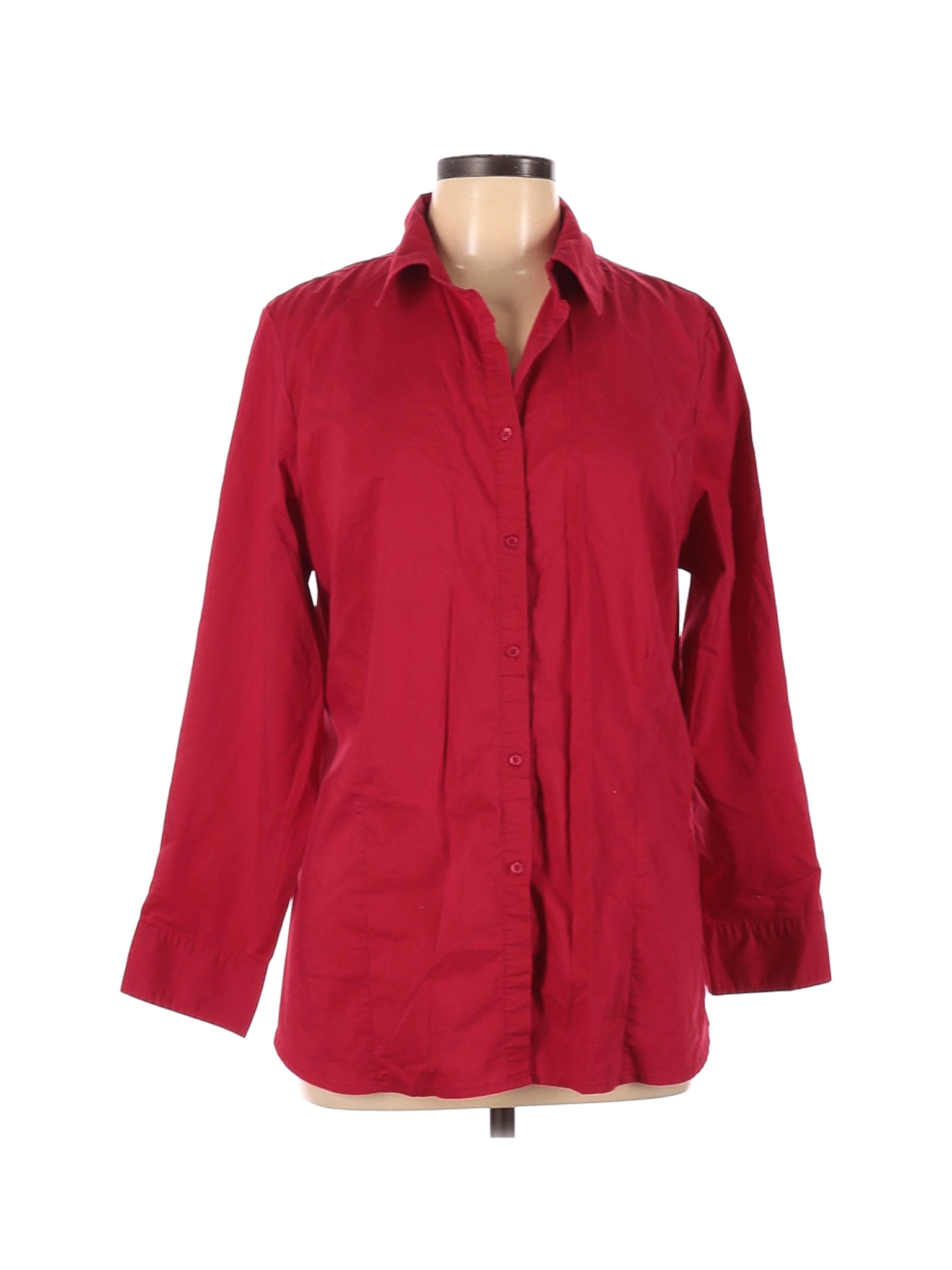 red long sleeve button down shirt women's