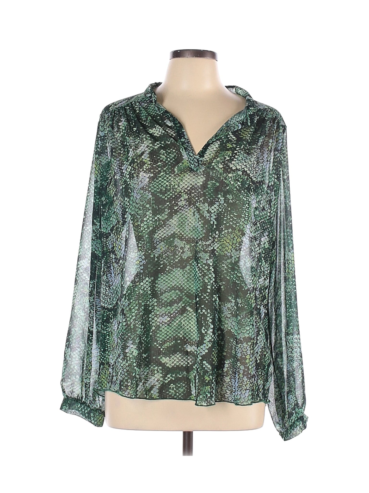 Sweet Pea U.S.A. Women Green Long Sleeve Blouse L | eBay