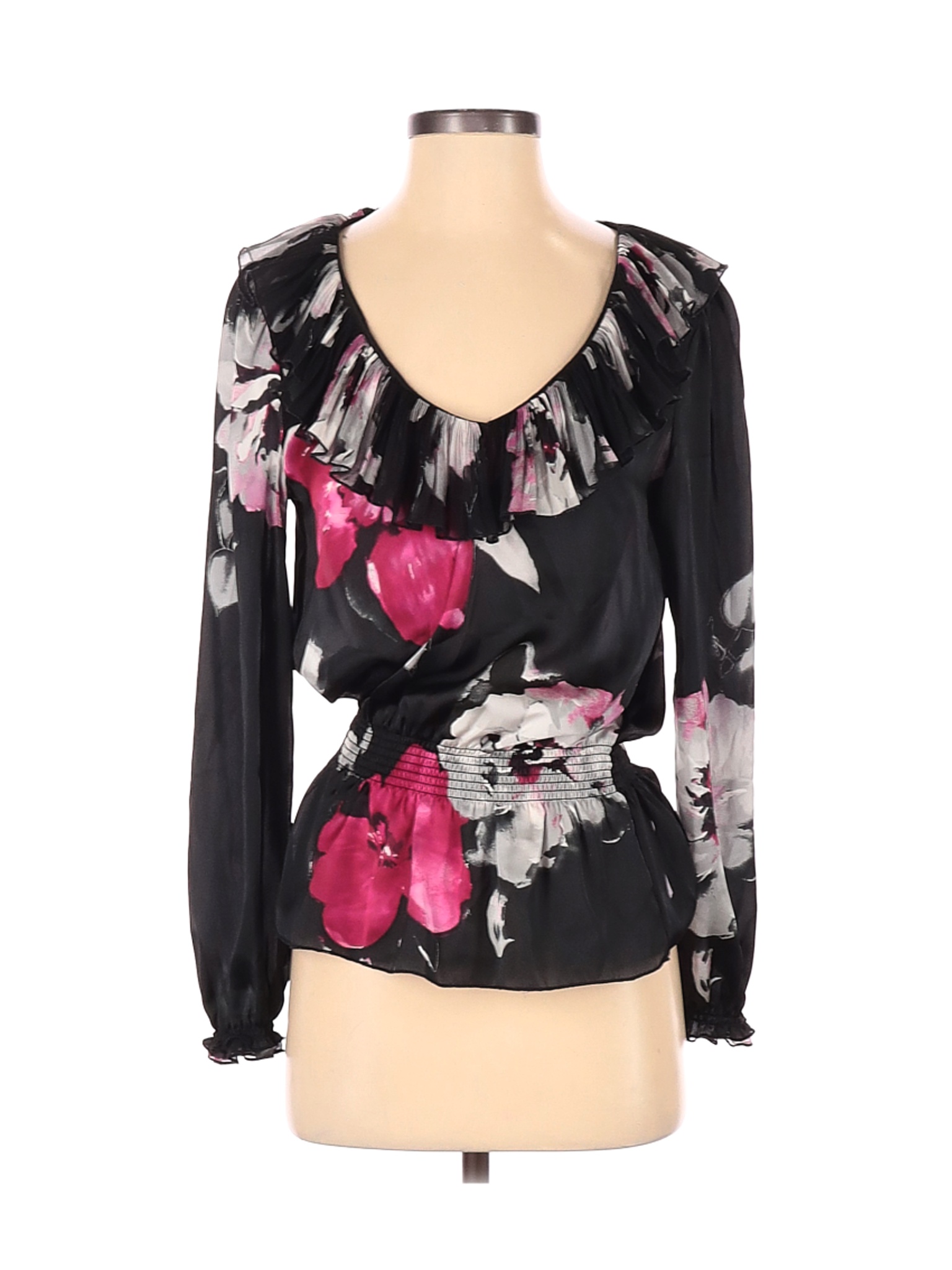 White House Black Market Women Black Long Sleeve Blouse XS eBay