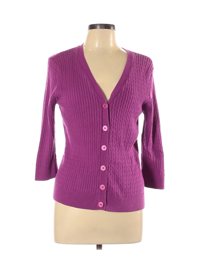 Jeanne Pierre Solid Purple Cardigan Size L - 66% off | thredUP