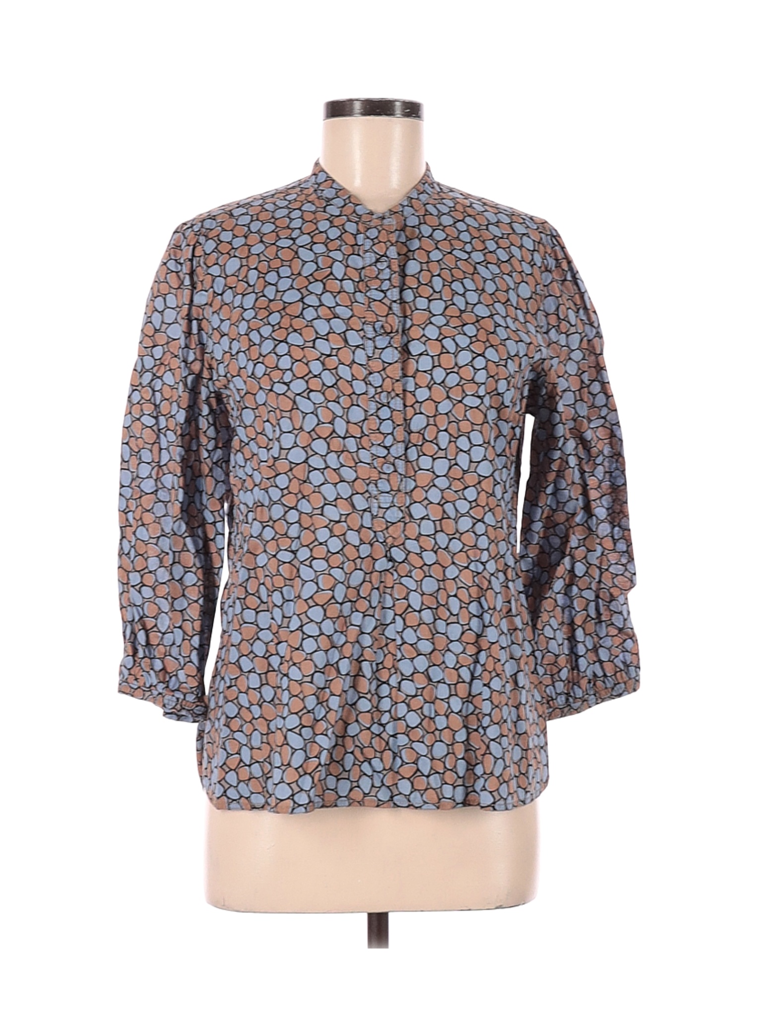 Liz Claiborne Women Blue 3/4 Sleeve Button-Down Shirt M | eBay