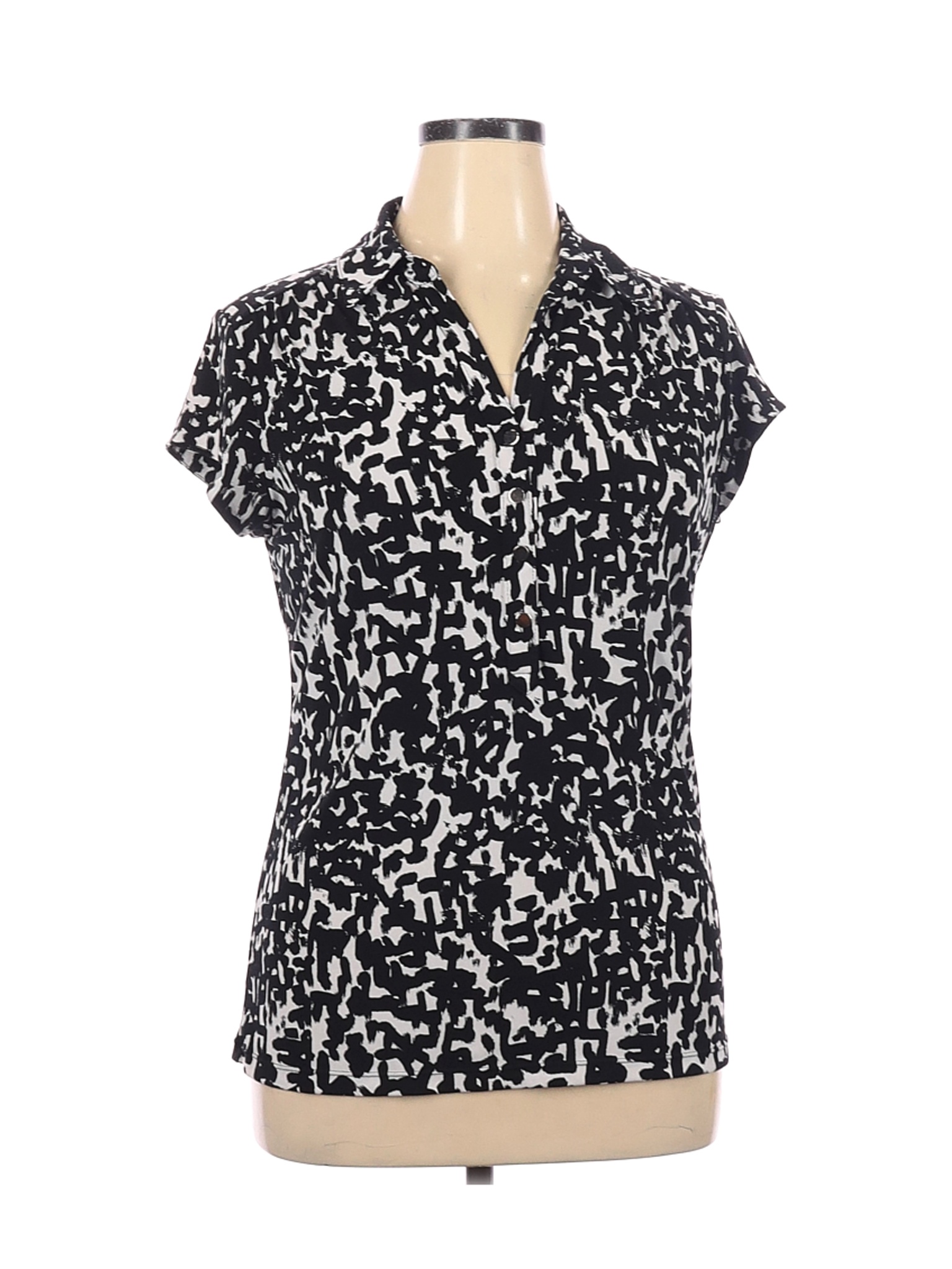 black short sleeve blouse with collar