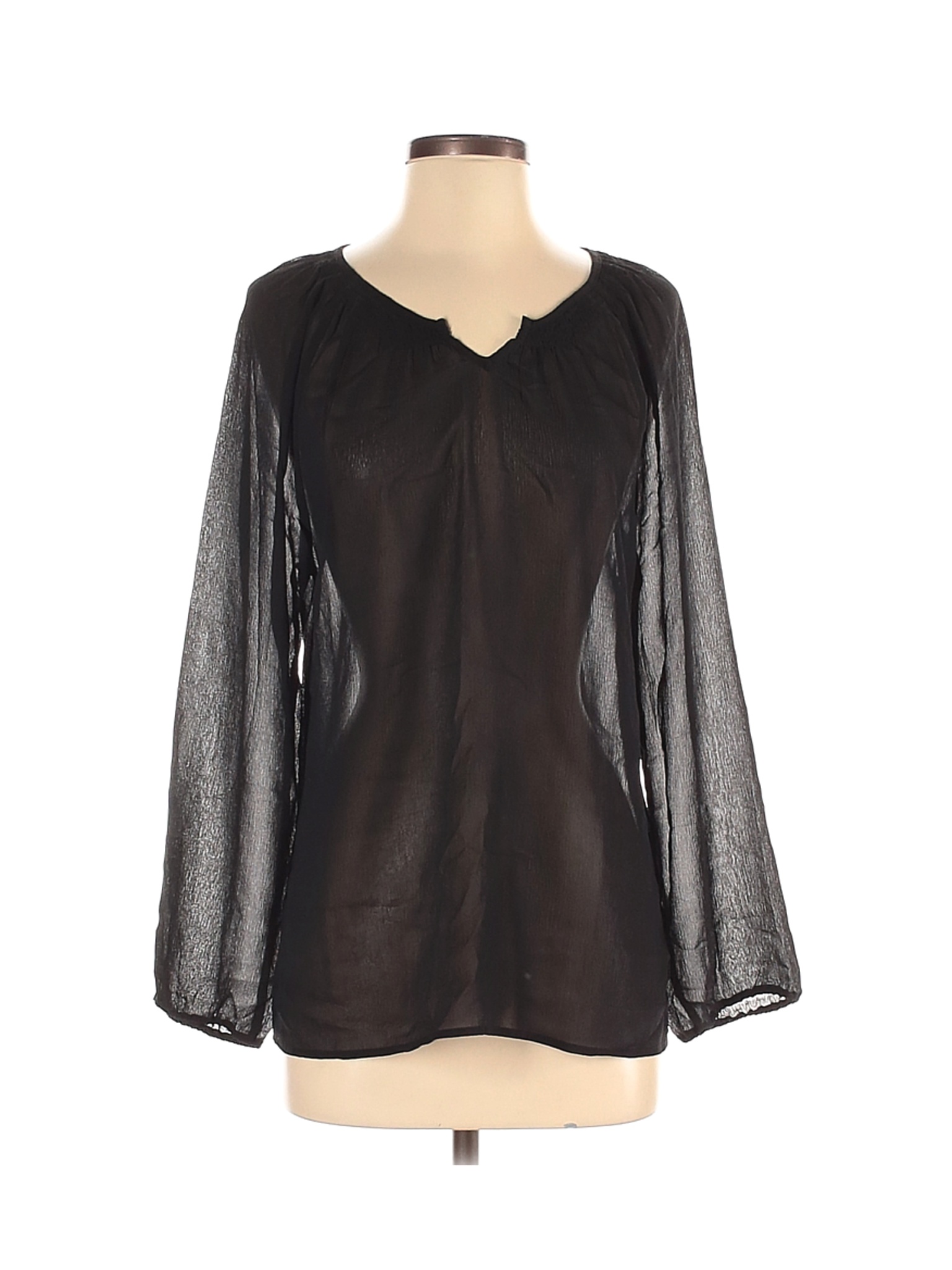 Garnet Hill Women Black 3/4 Sleeve Silk Top S | eBay