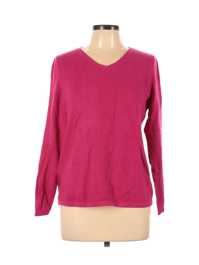 Talbots 100% Cotton Solid Pink Pullover Sweater Size L (Petite) - 76% ...