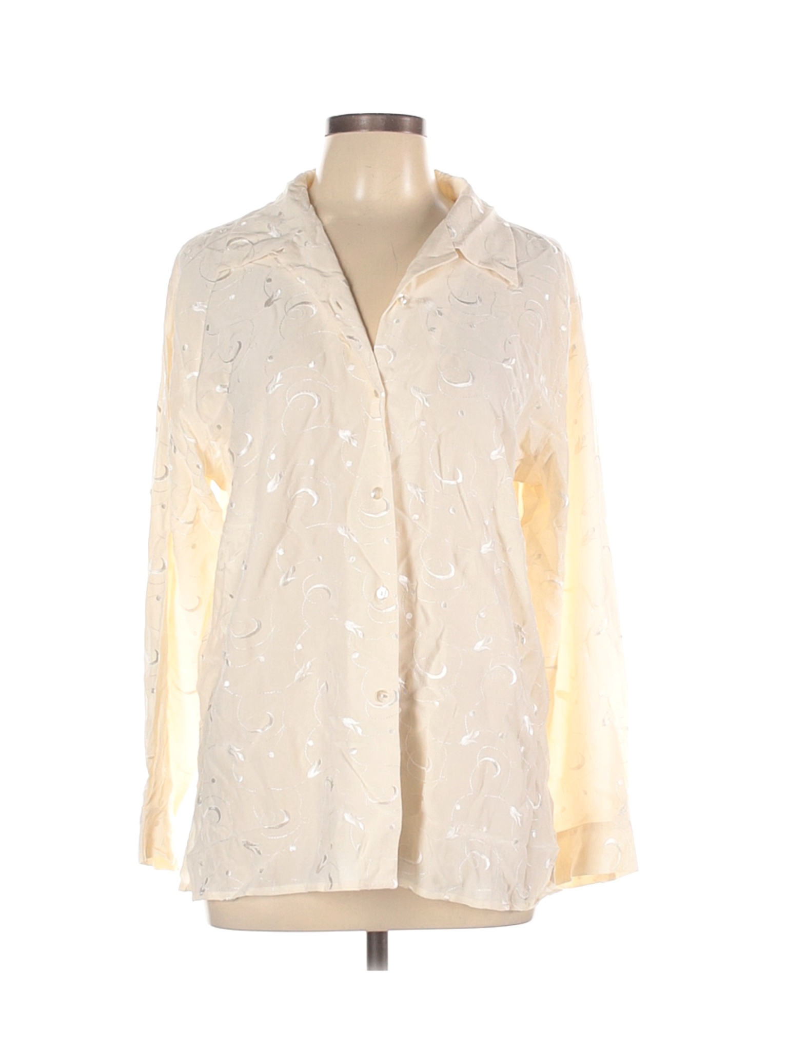 Orvis Women Ivory Long Sleeve Silk Top L | eBay