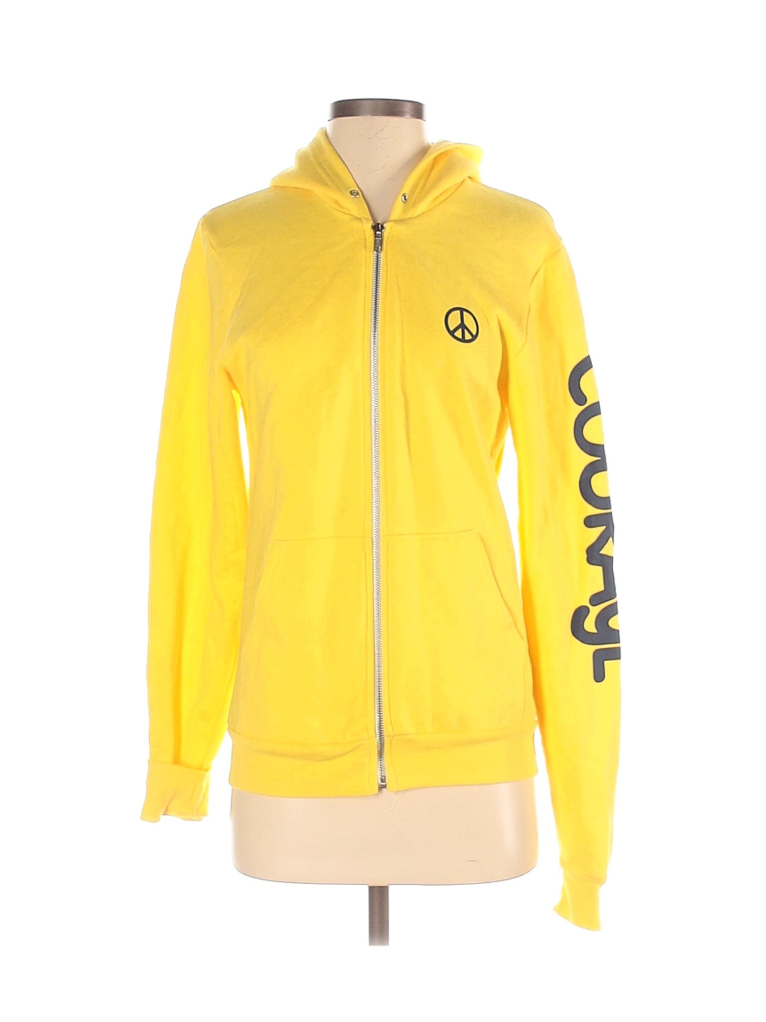 Live Free Women Yellow Zip Up Hoodie S eBay