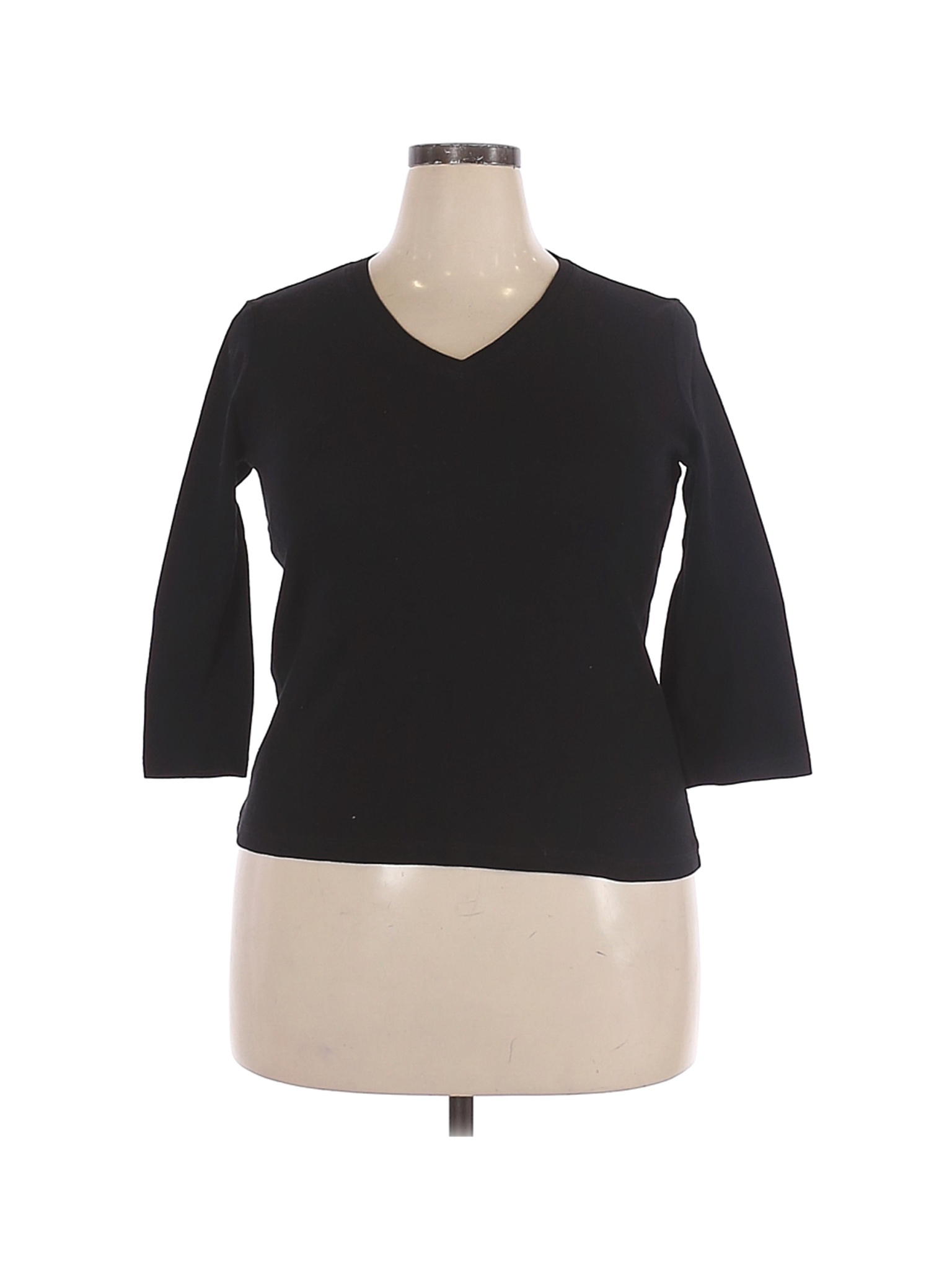 Chico's Women Black 3/4 Sleeve T-Shirt L | eBay