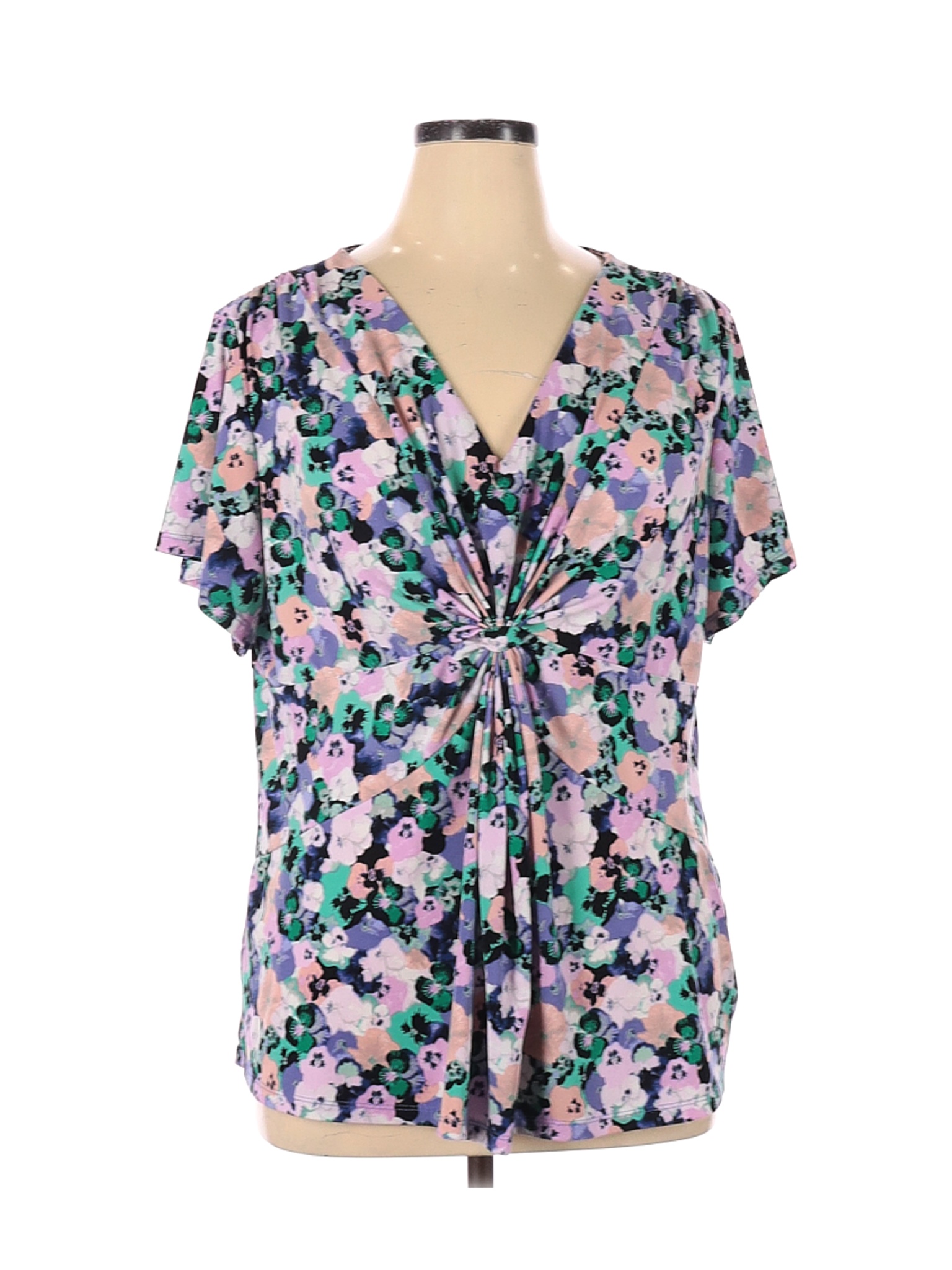 Daisy Fuentes Women Purple Short Sleeve Top 2X Plus | eBay