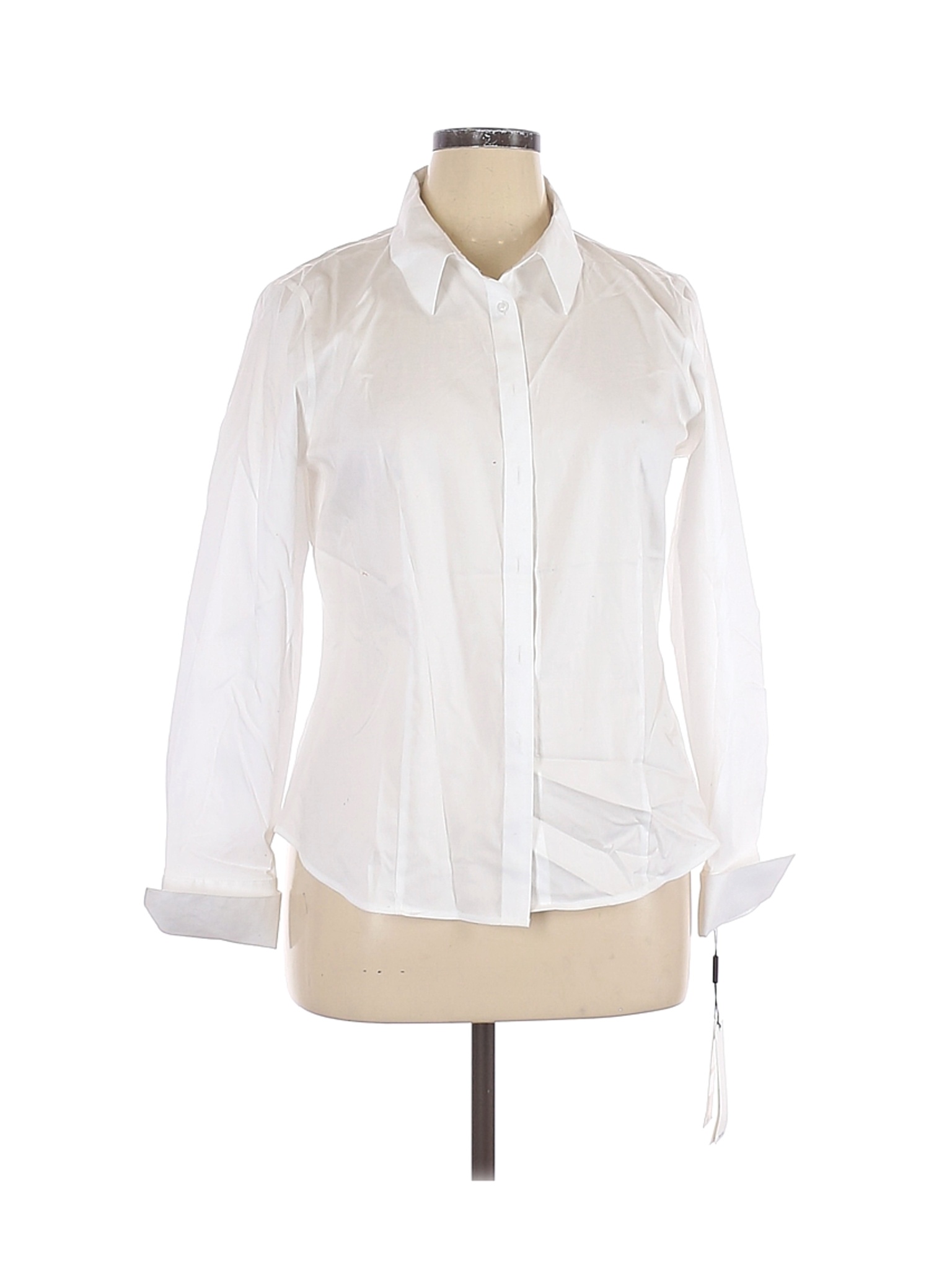 NWT Calvin Klein Women White Long Sleeve Button-Down Shirt 14 | eBay