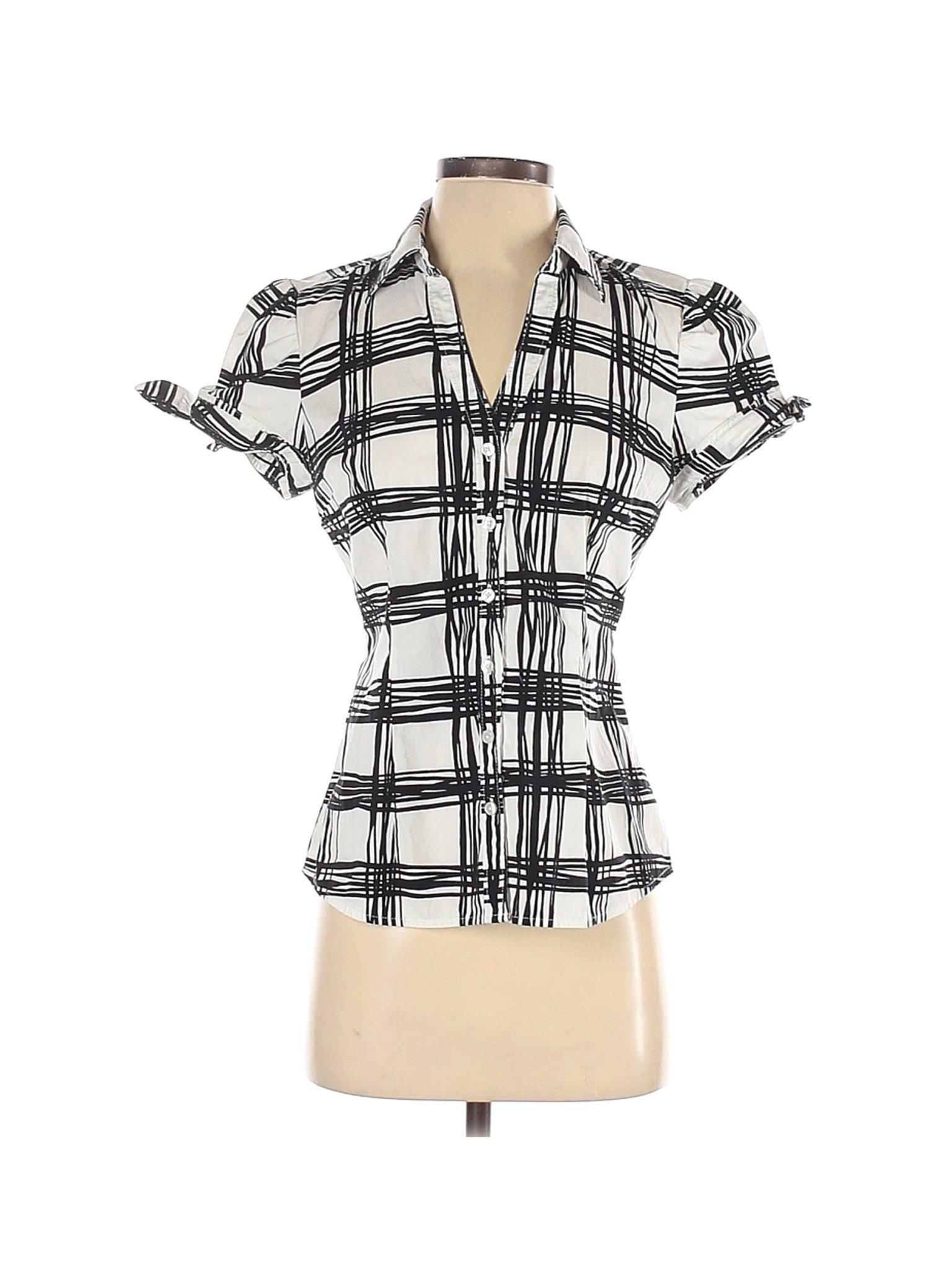 Express Design Studio Women White Short Sleeve Button-Down Shirt S | eBay