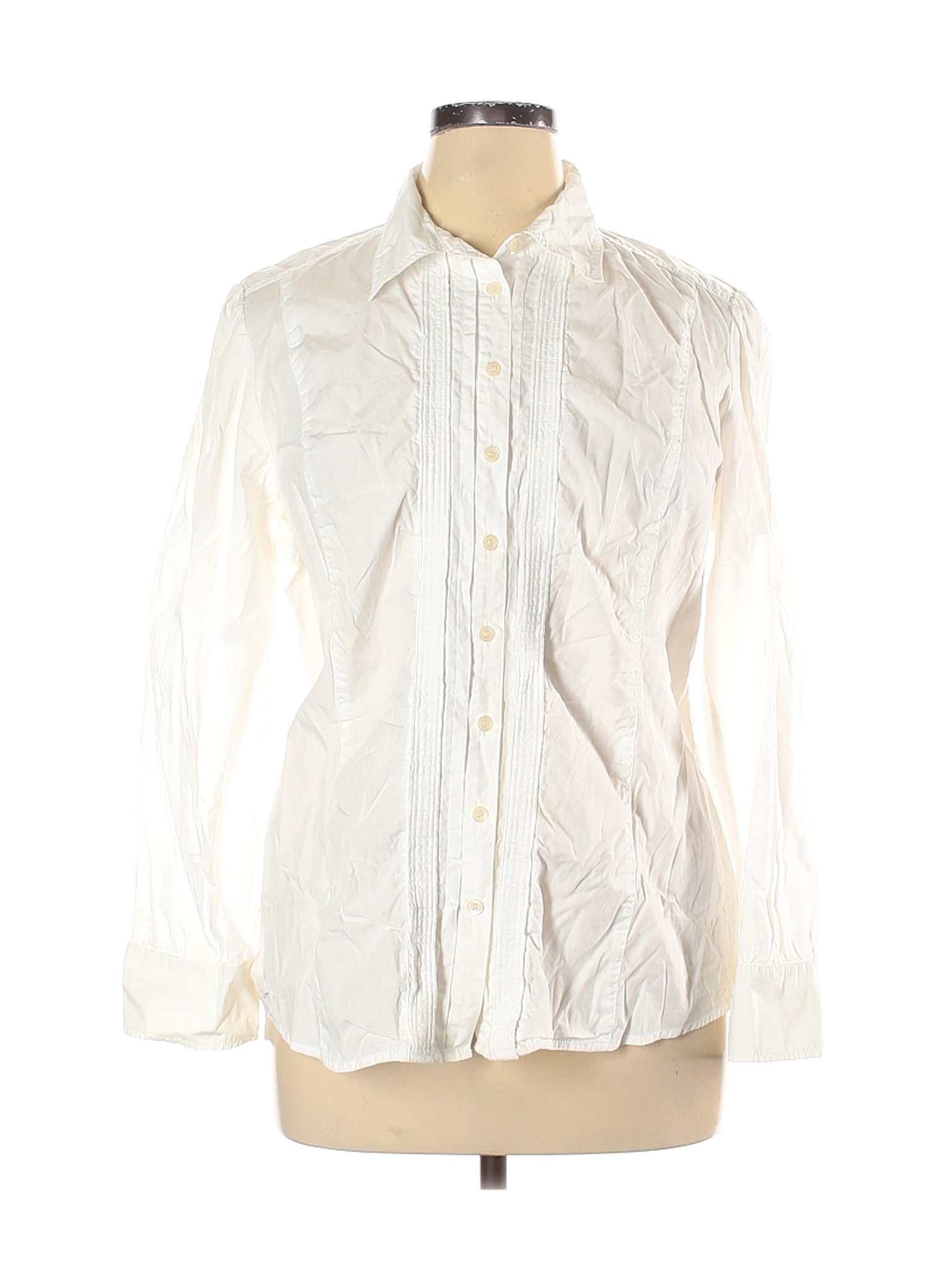 J.Jill Women White Long Sleeve Button-Down Shirt XL | eBay