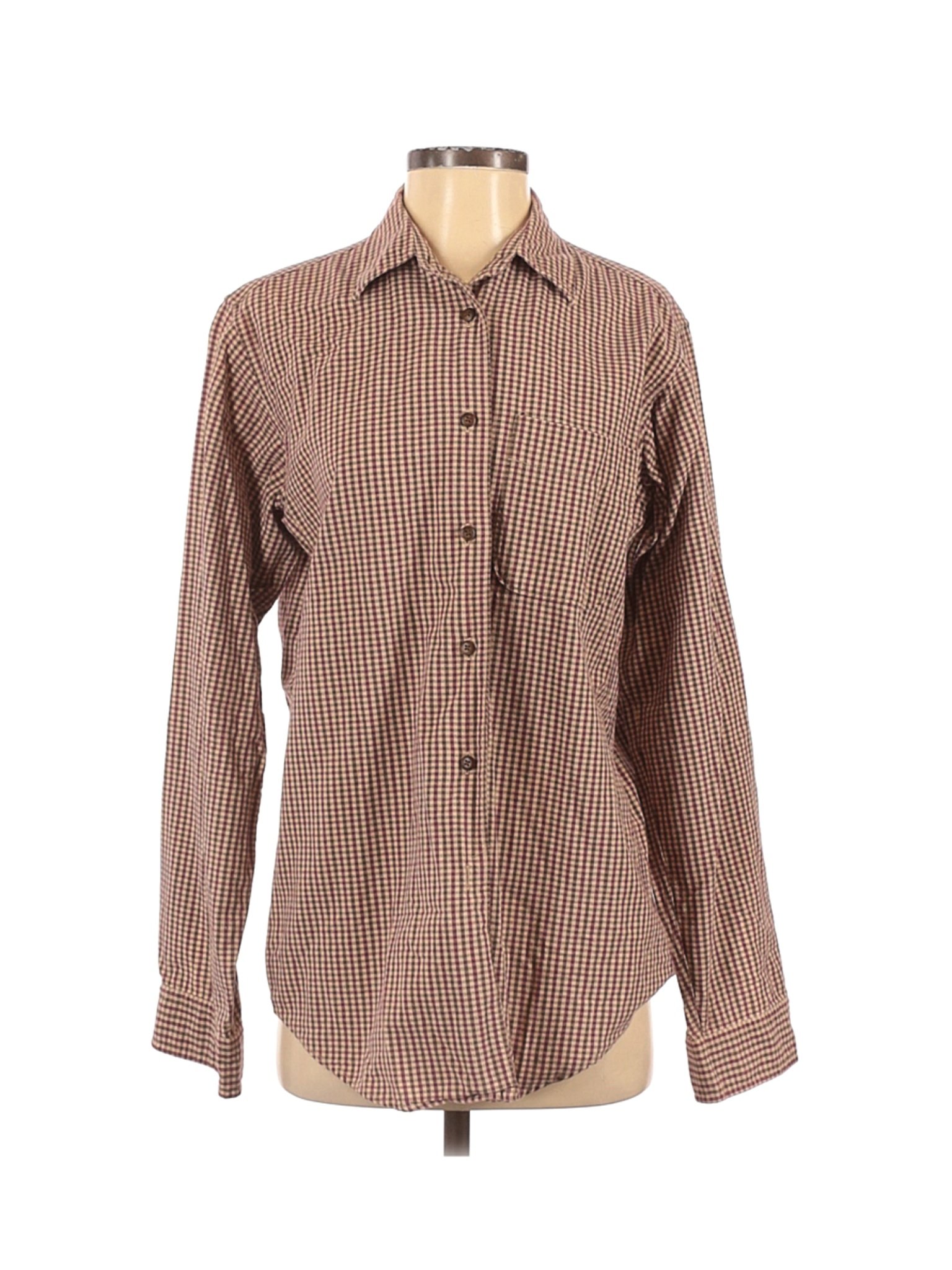 Abercrombie & Fitch Women Brown Long Sleeve Button-Down Shirt S | eBay