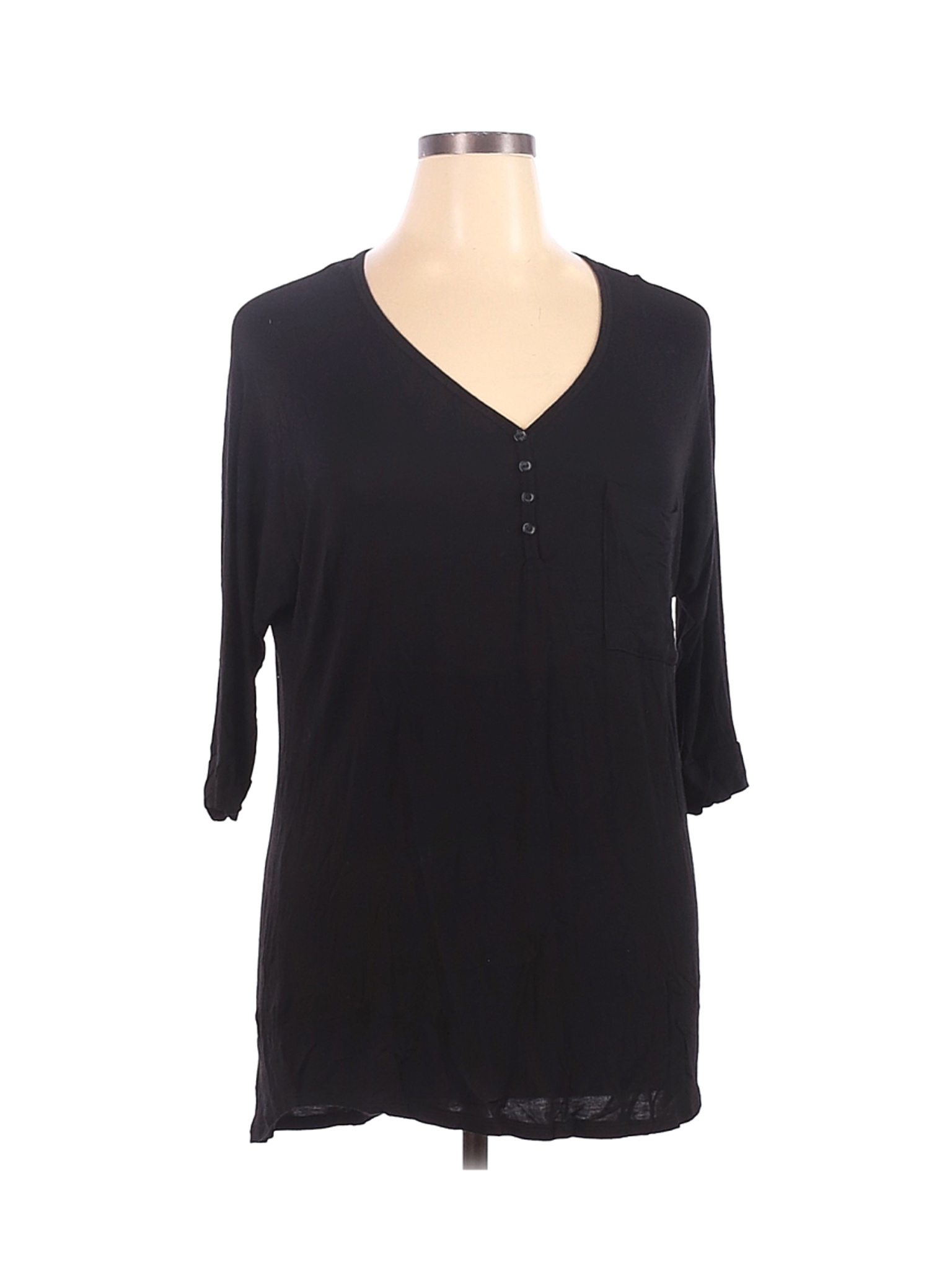 Zenana Outfitters Women Black 3/4 Sleeve Top 1X Plus | eBay