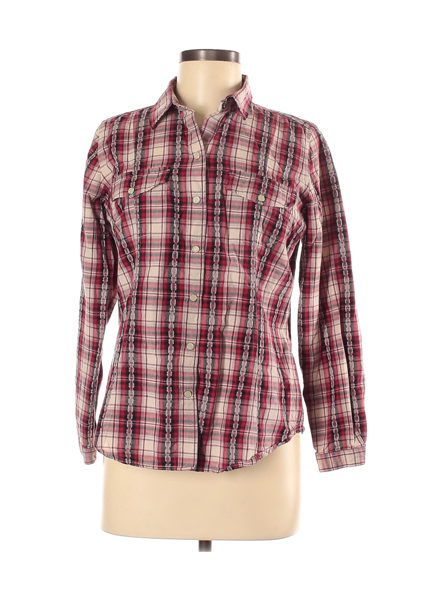 Woolrich Women Red Long Sleeve Button-Down Shirt M | eBay