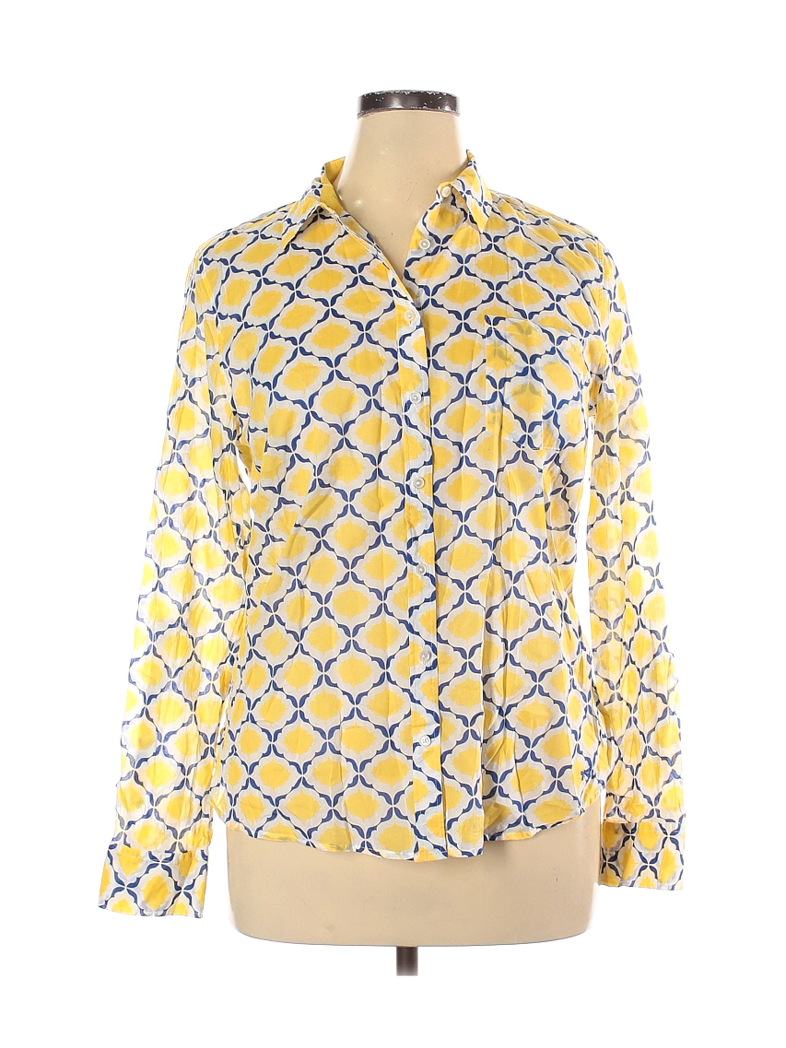 Talbots Women Yellow Long Sleeve Button-Down Shirt 16 | eBay