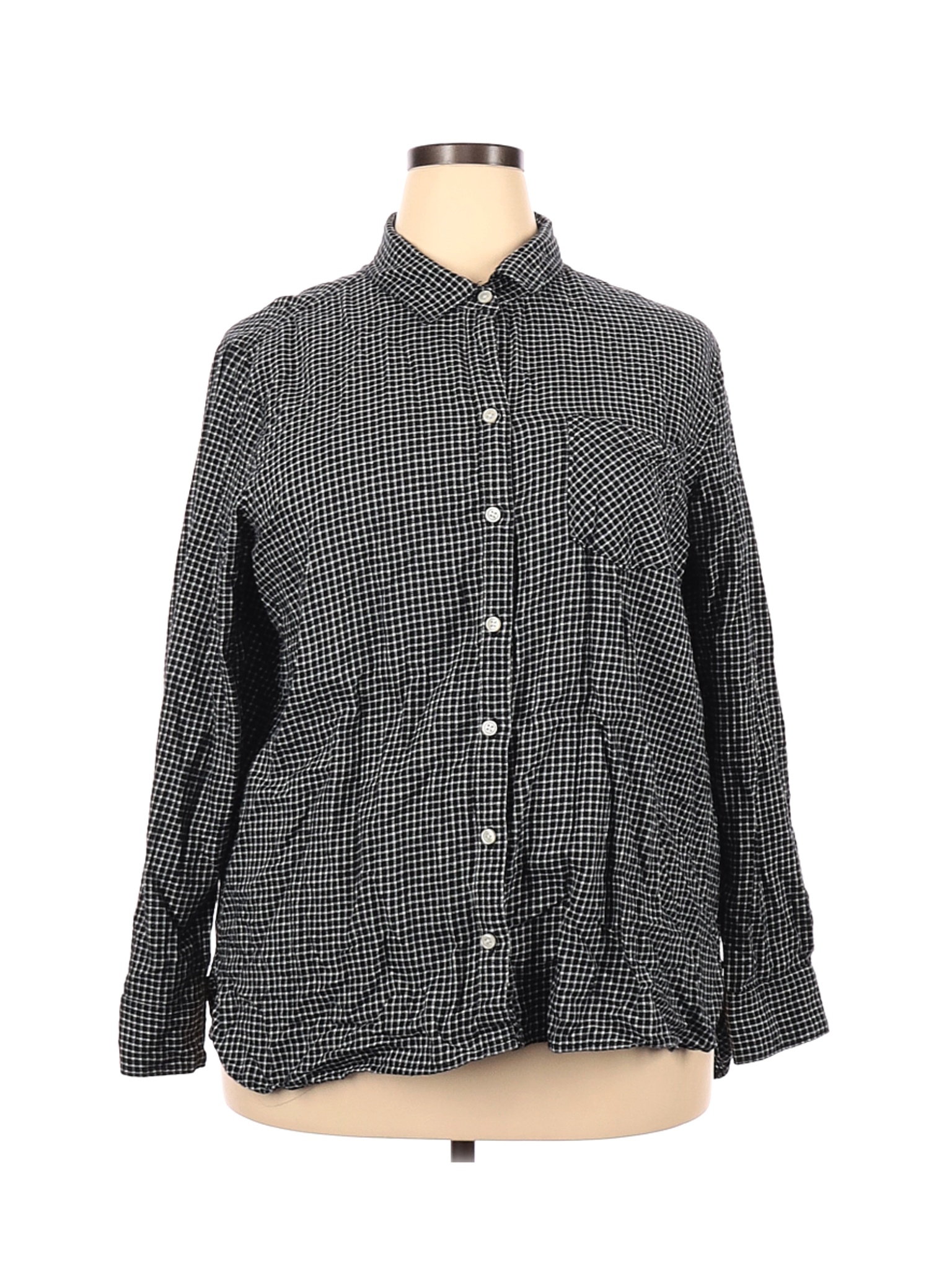 Old Navy Women Black Long Sleeve Button-Down Shirt XXL | eBay