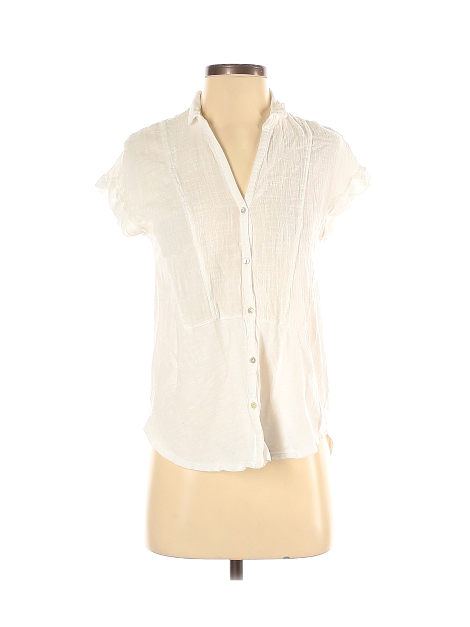 Lucky Brand Women Ivory Short Sleeve Blouse XS | eBay