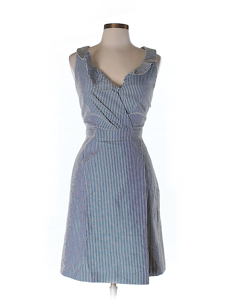 J.Crew 100% Cotton Stripes Blue Casual Dress Size 12 - 78% off | thredUP