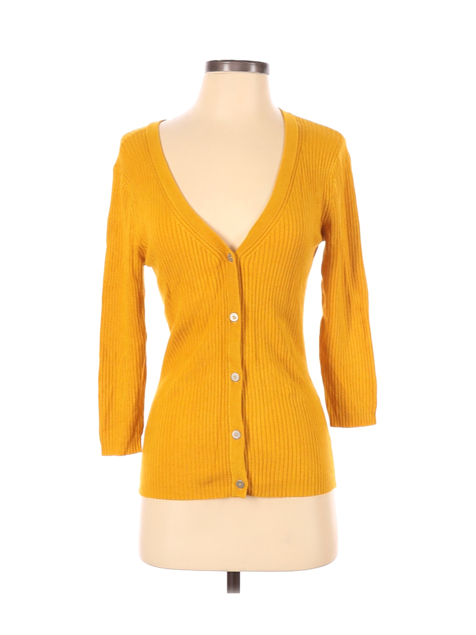 3 4 sleeve yellow cardigan