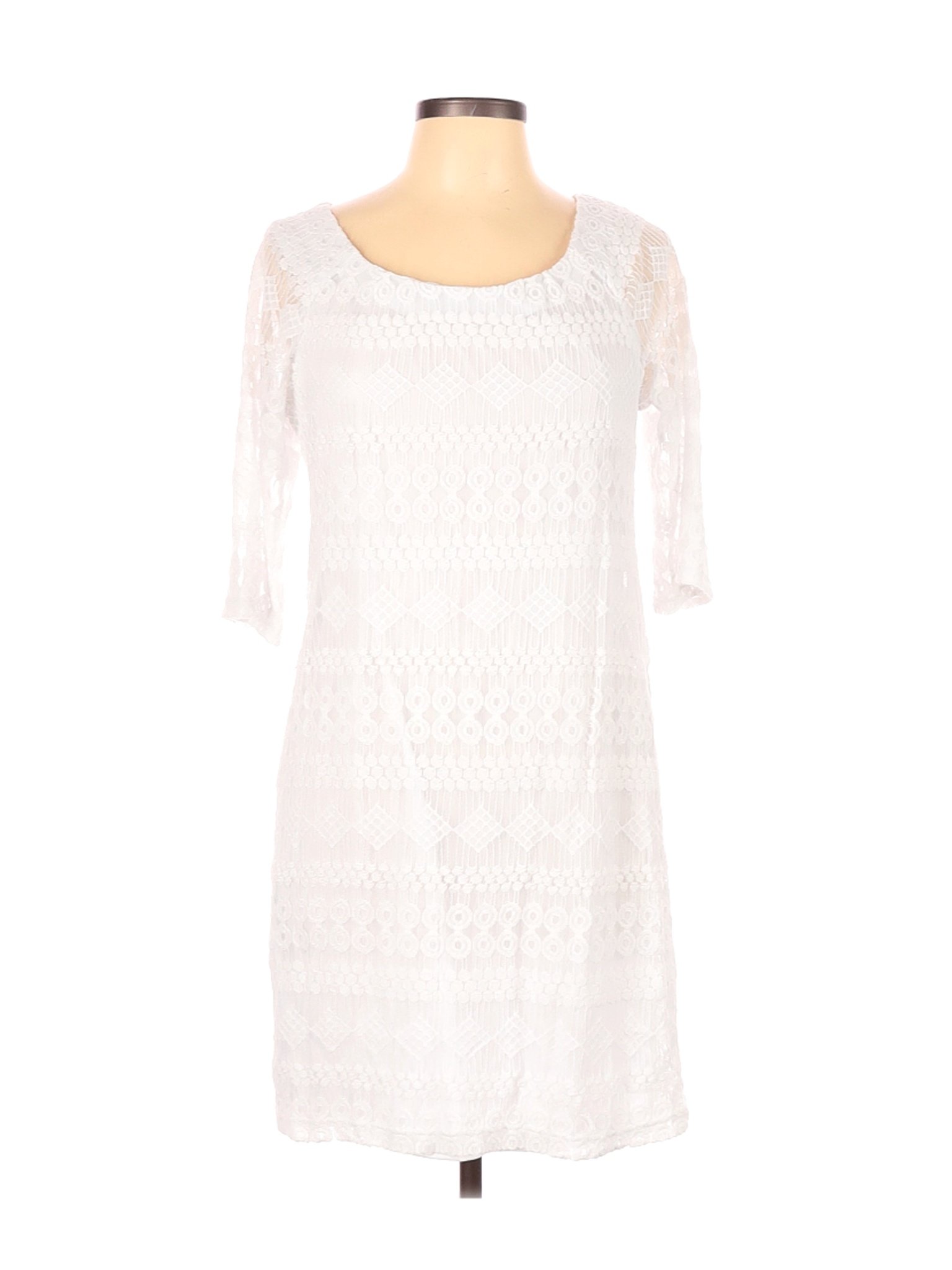 Rabbit Rabbit Rabbit Designs Women White Casual Dress L | eBay