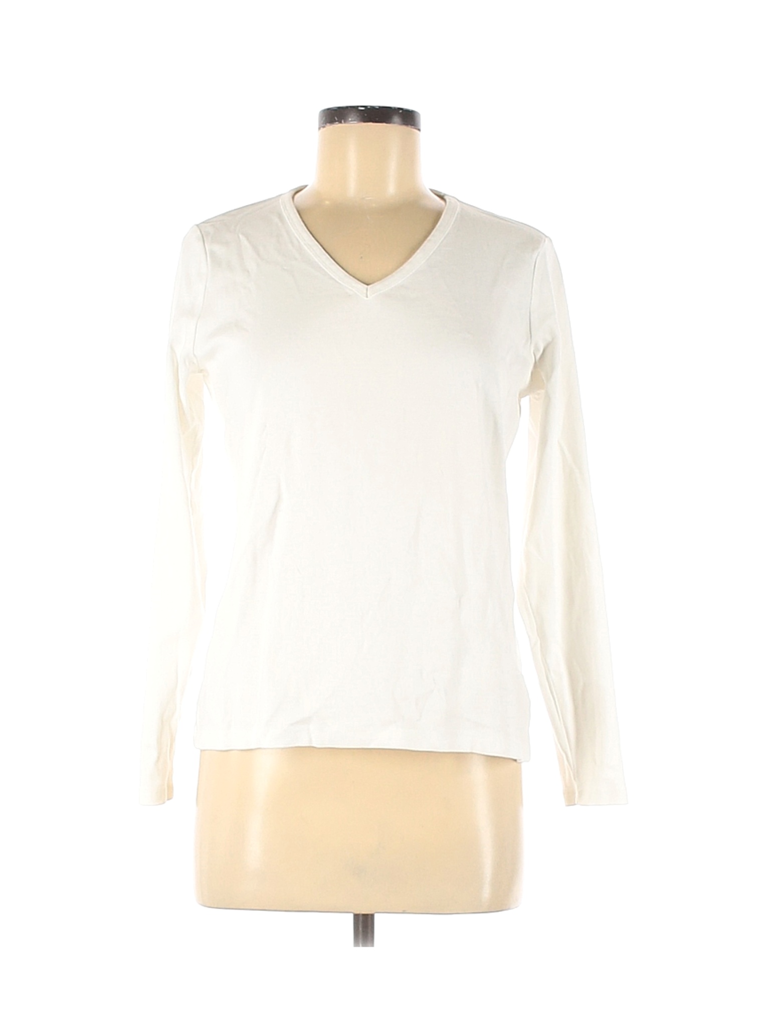 Lands' End Women White Long Sleeve T-Shirt M | eBay