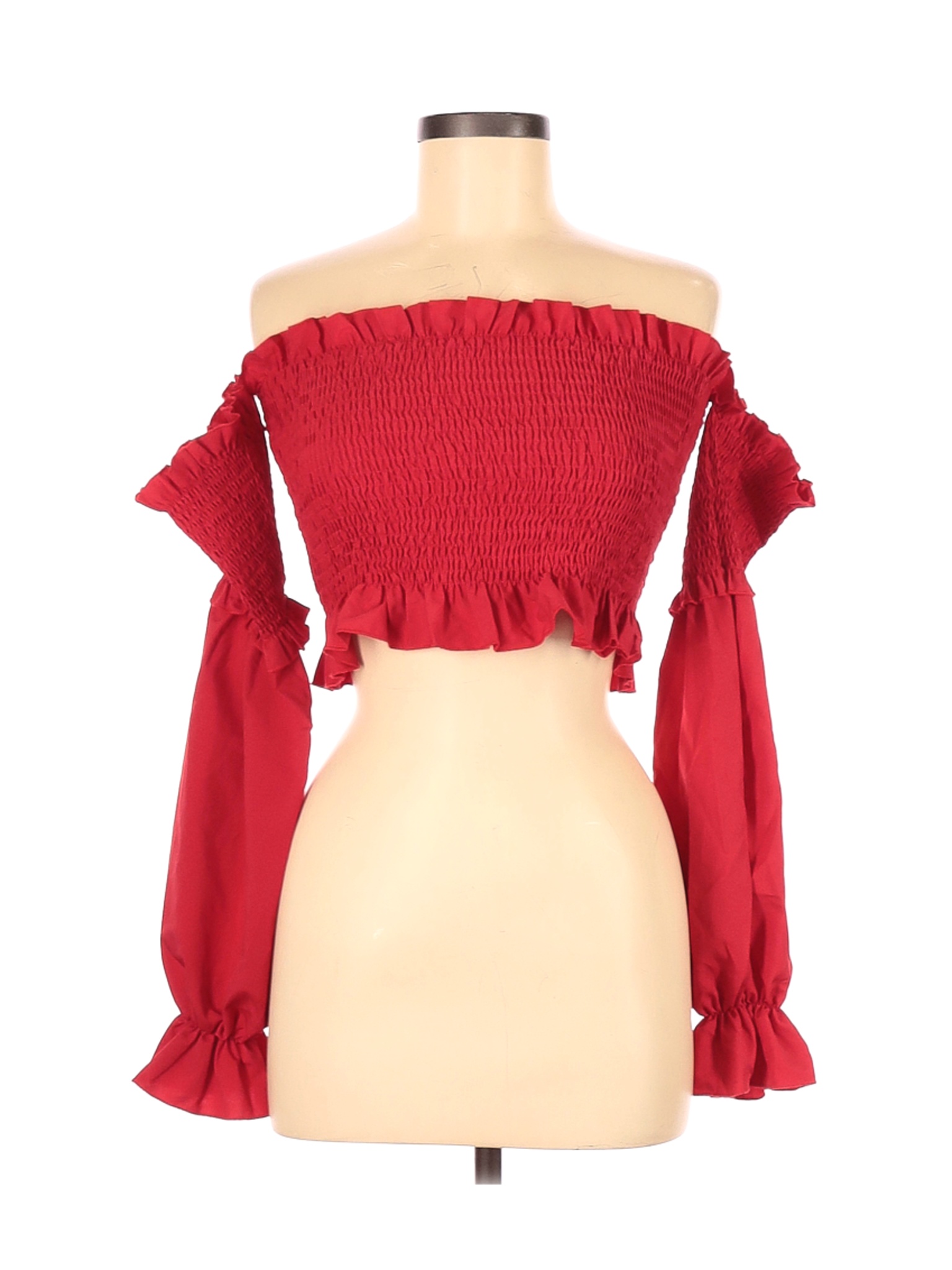 boohoo red blouse