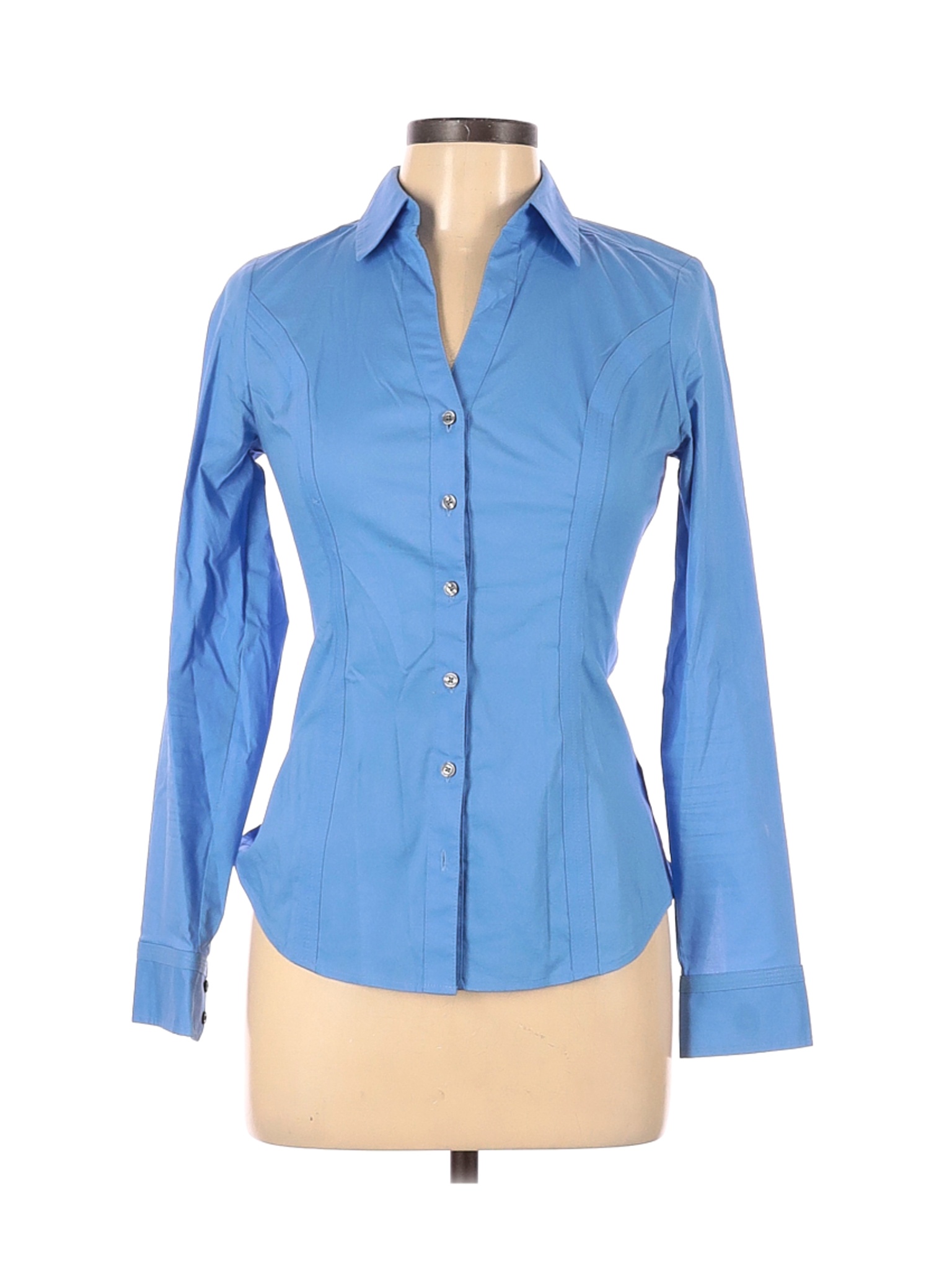 Express Women Blue Long Sleeve Button-Down Shirt XS | eBay