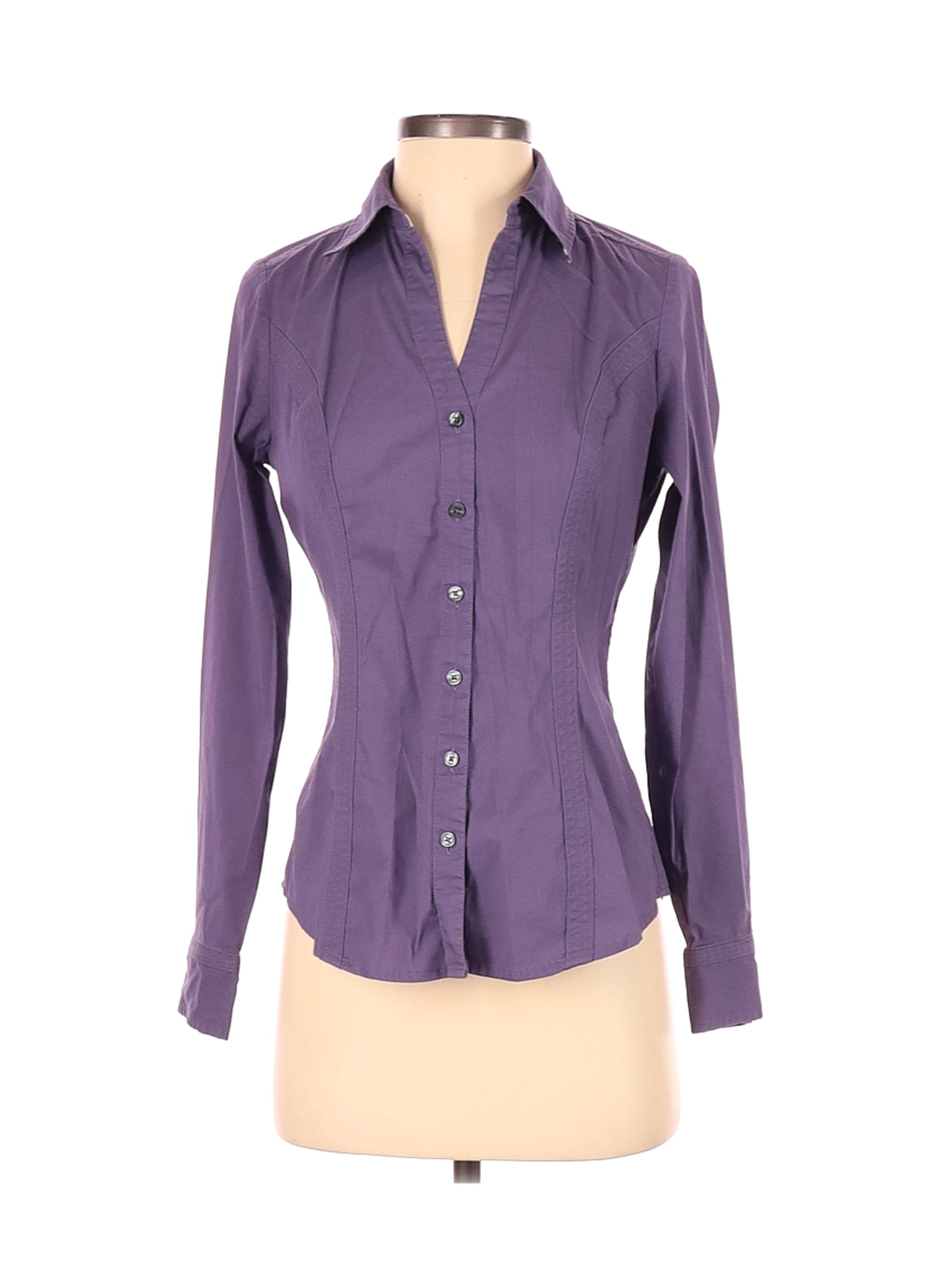 Express Women Purple Long Sleeve Button-Down Shirt XS | eBay