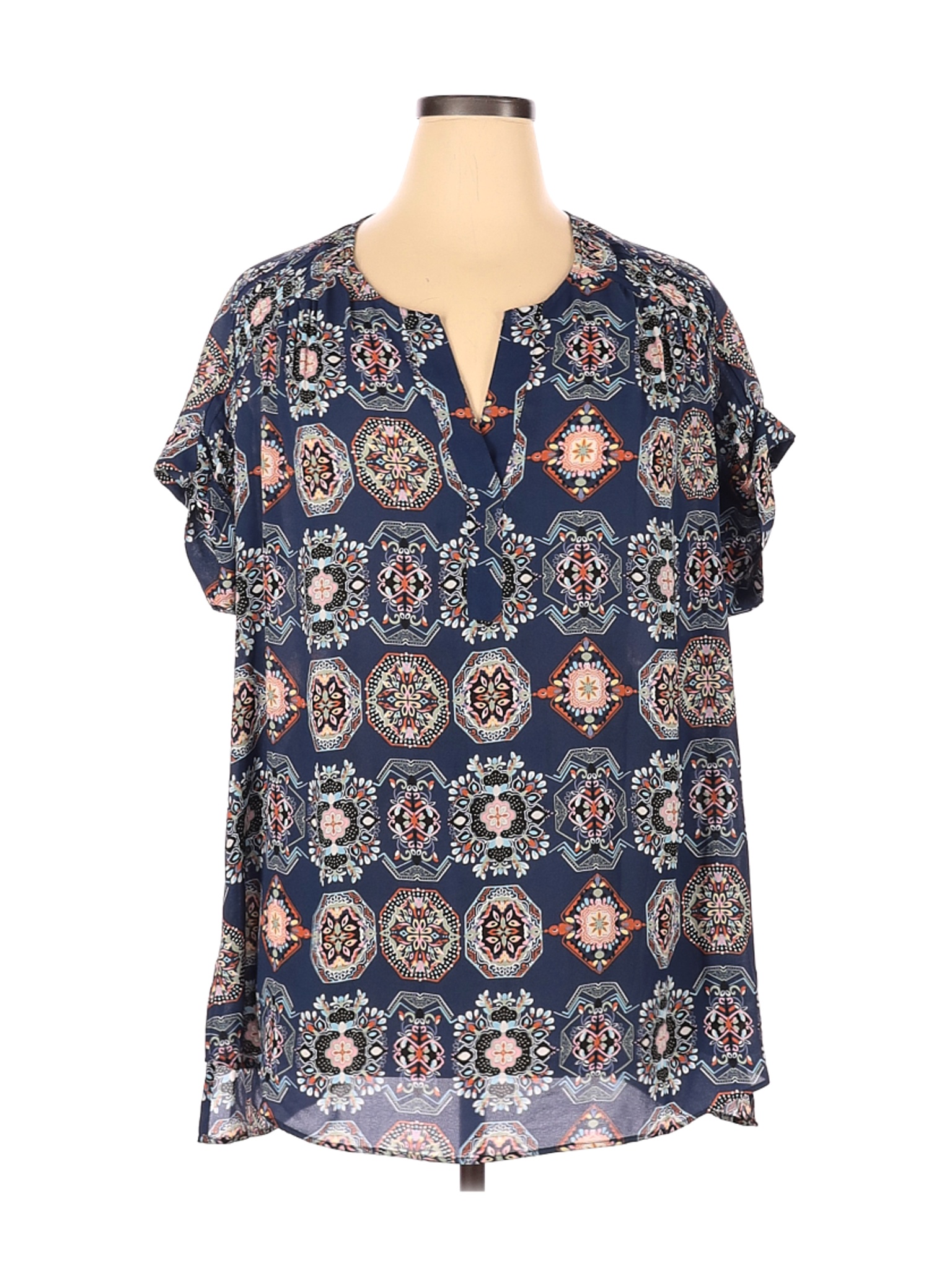 DR2 Women Blue Short Sleeve Blouse 1X Plus | eBay