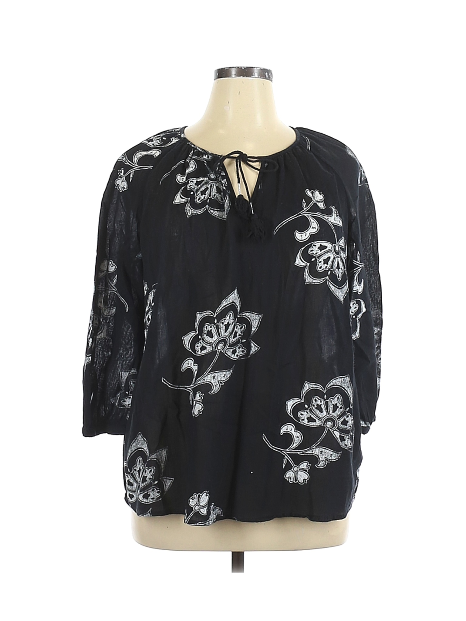 Merona Women Black Long Sleeve Blouse XL | eBay
