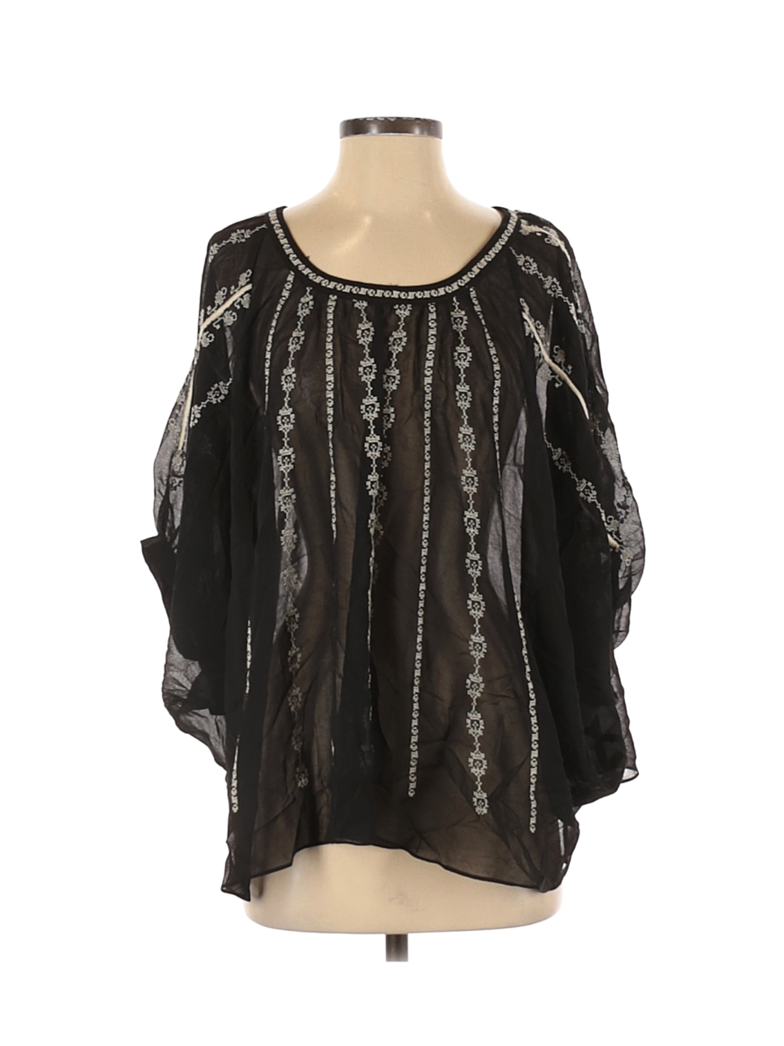 Ivy Jane Women Black 3/4 Sleeve Blouse S | eBay
