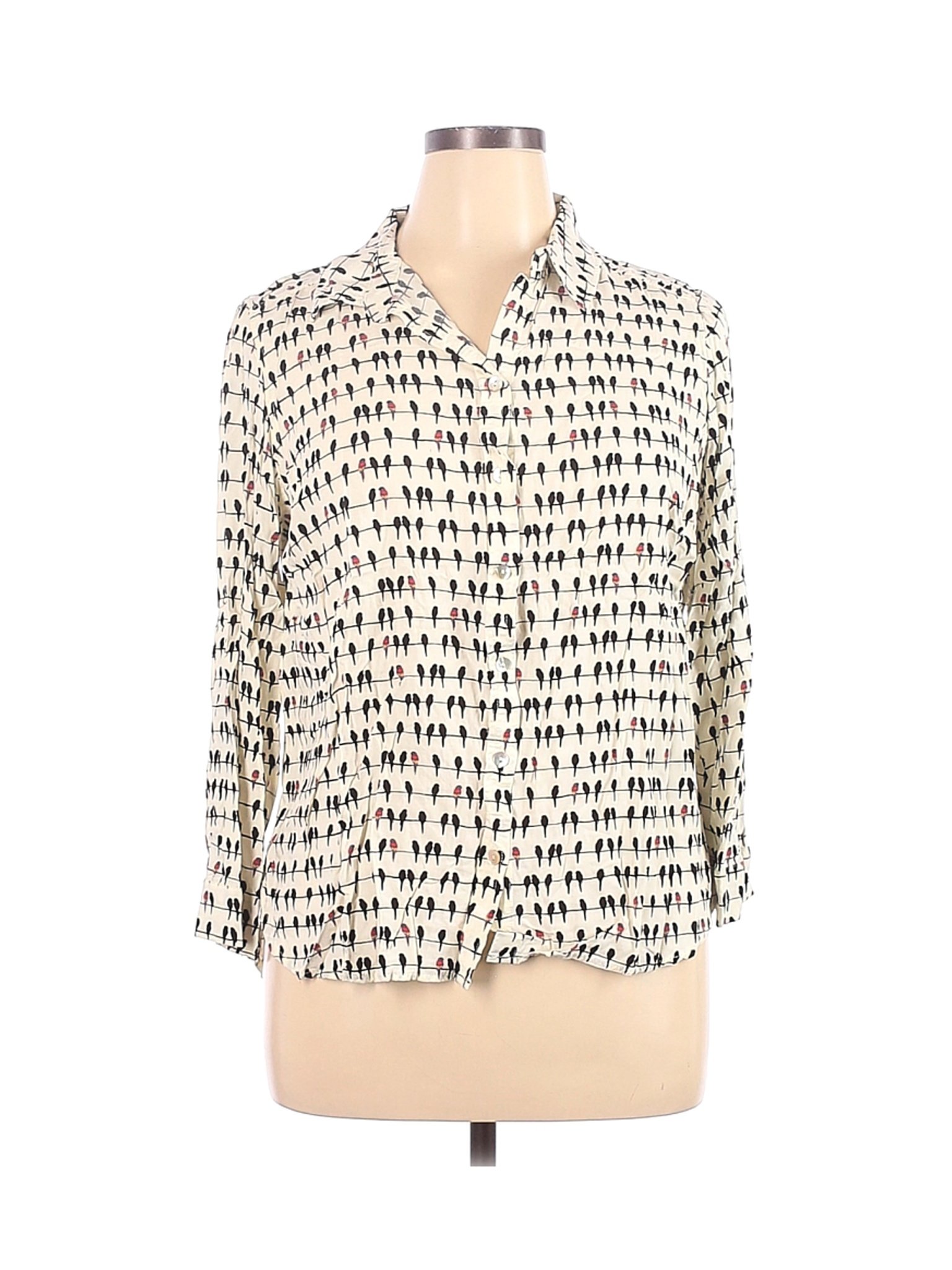 Jane and Delancey Women Ivory Long Sleeve Button-Down Shirt 1X Plus | eBay