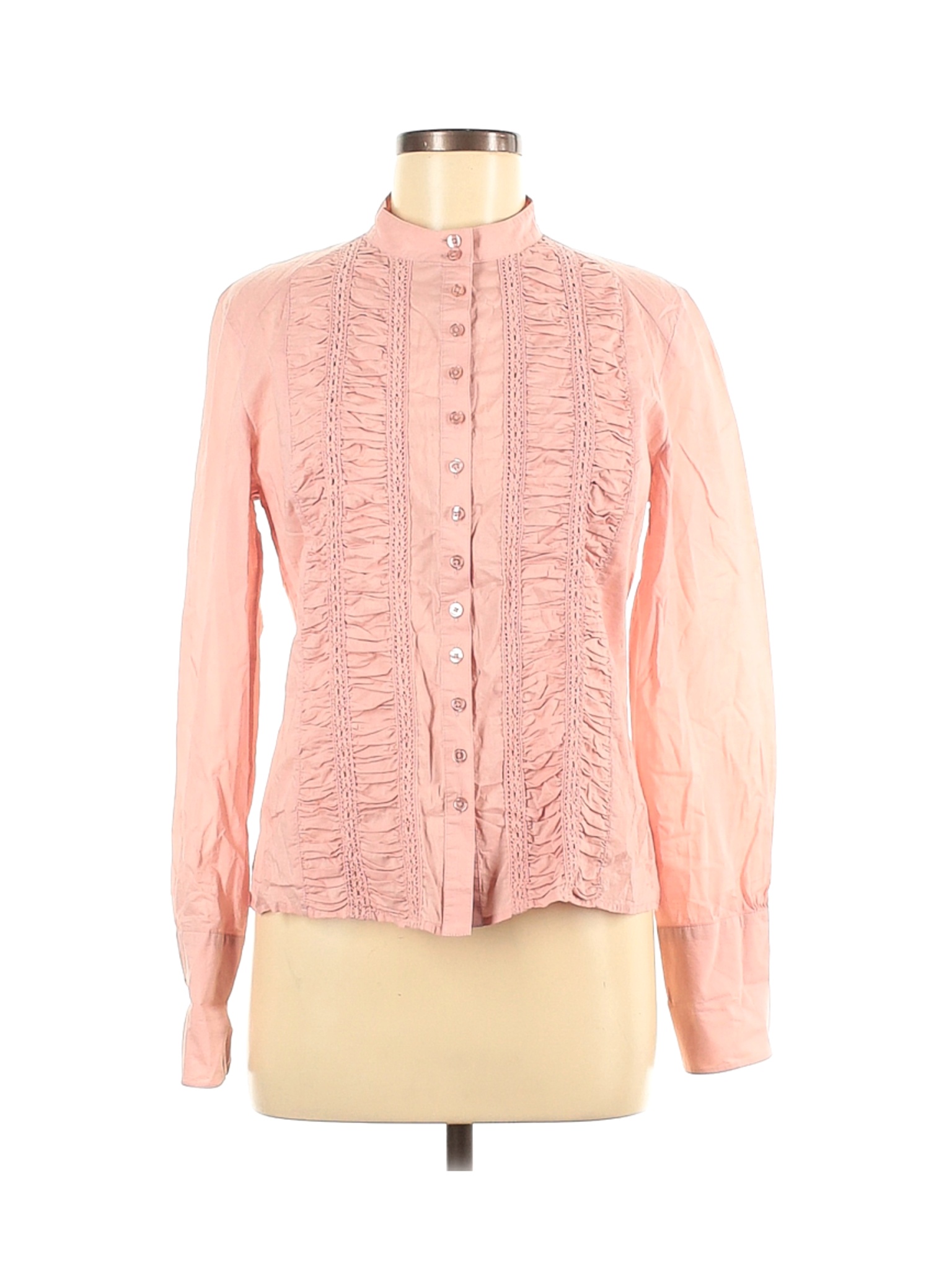 Neiman Marcus Women Pink Long Sleeve Button-Down Shirt M | eBay